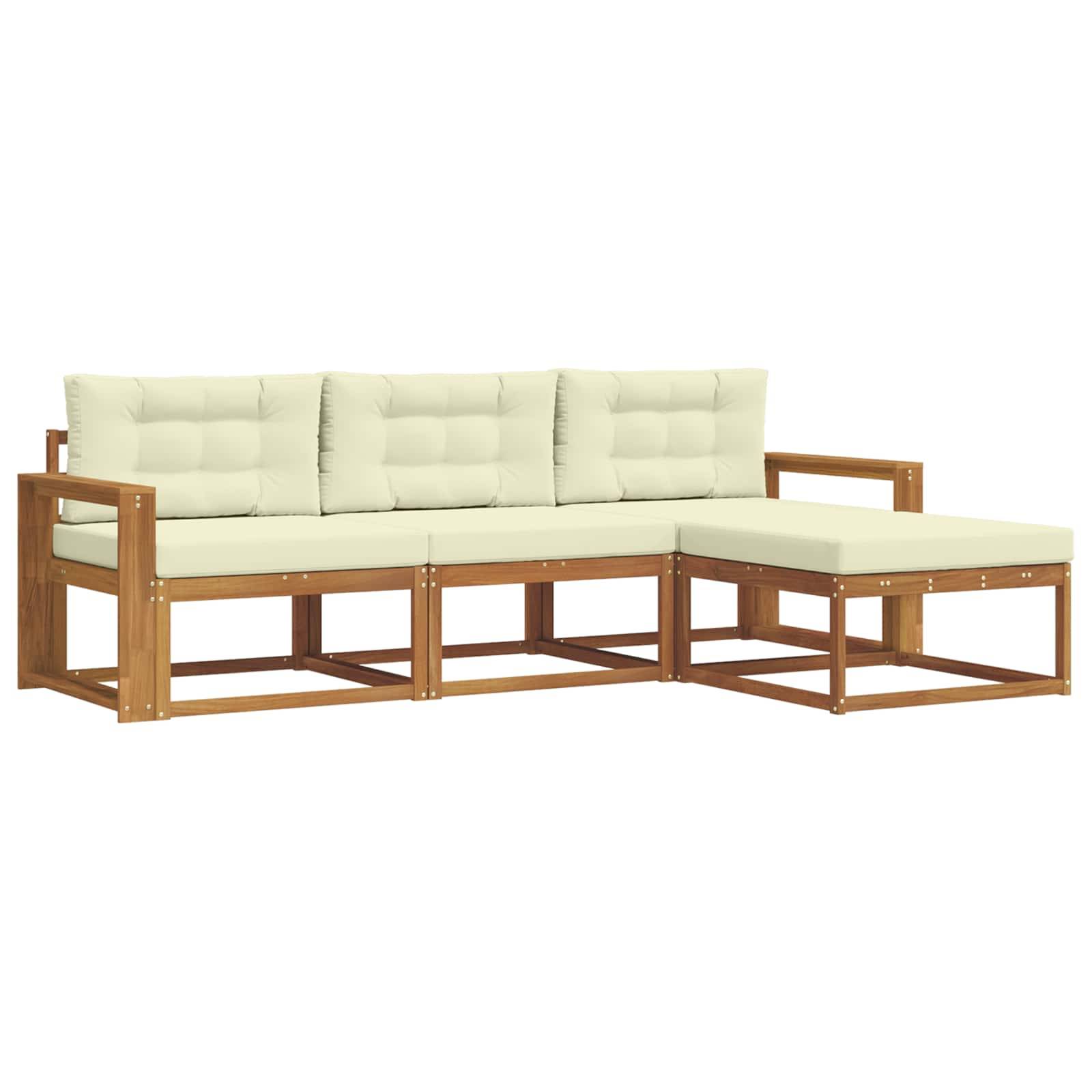 vidaXL Outdoor-Sofagarnitur mit Kissen 4 pcs Natur und Creme