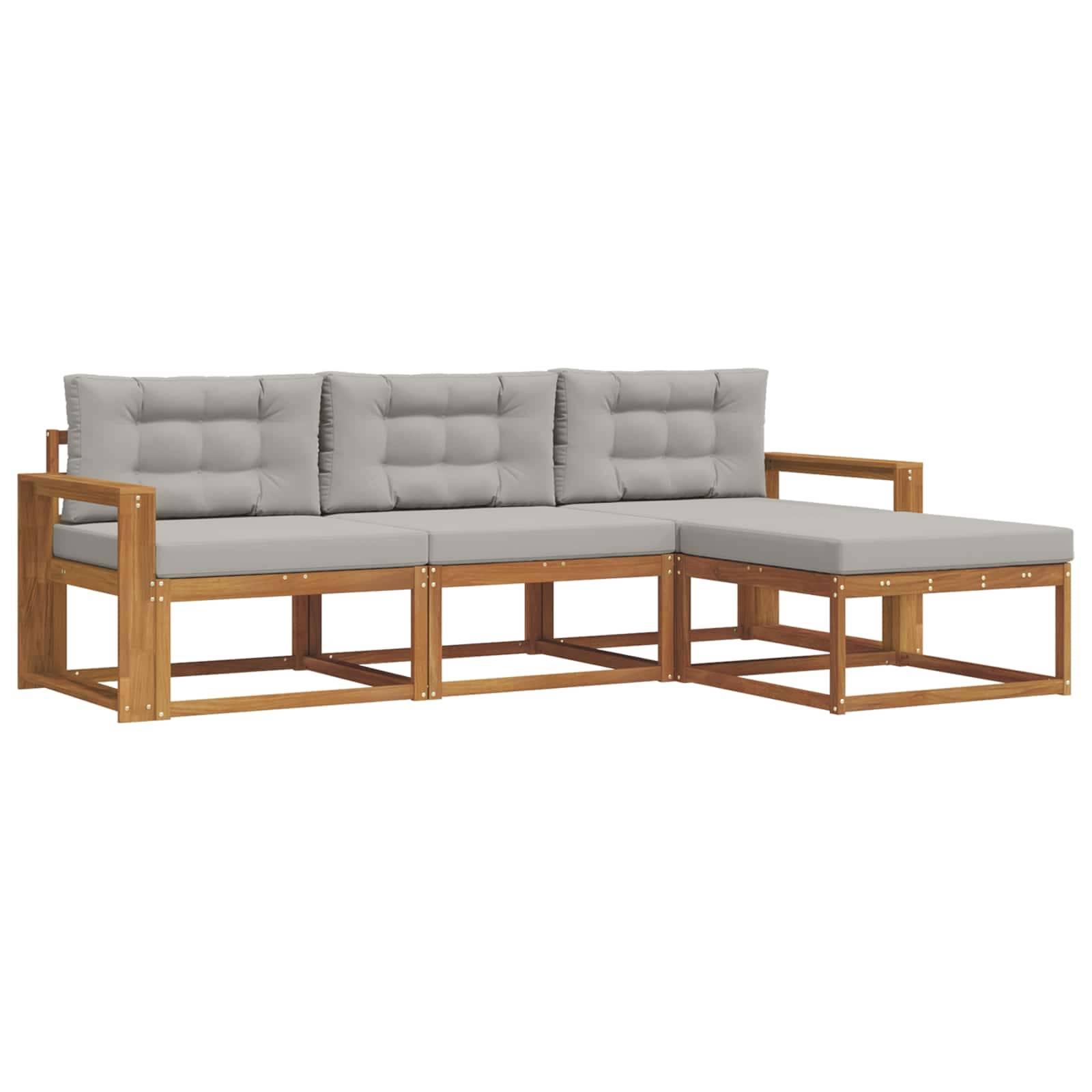 vidaXL Outdoor-Sofagarnitur mit Kissen 4 pcs Natürlich und Hellgrau