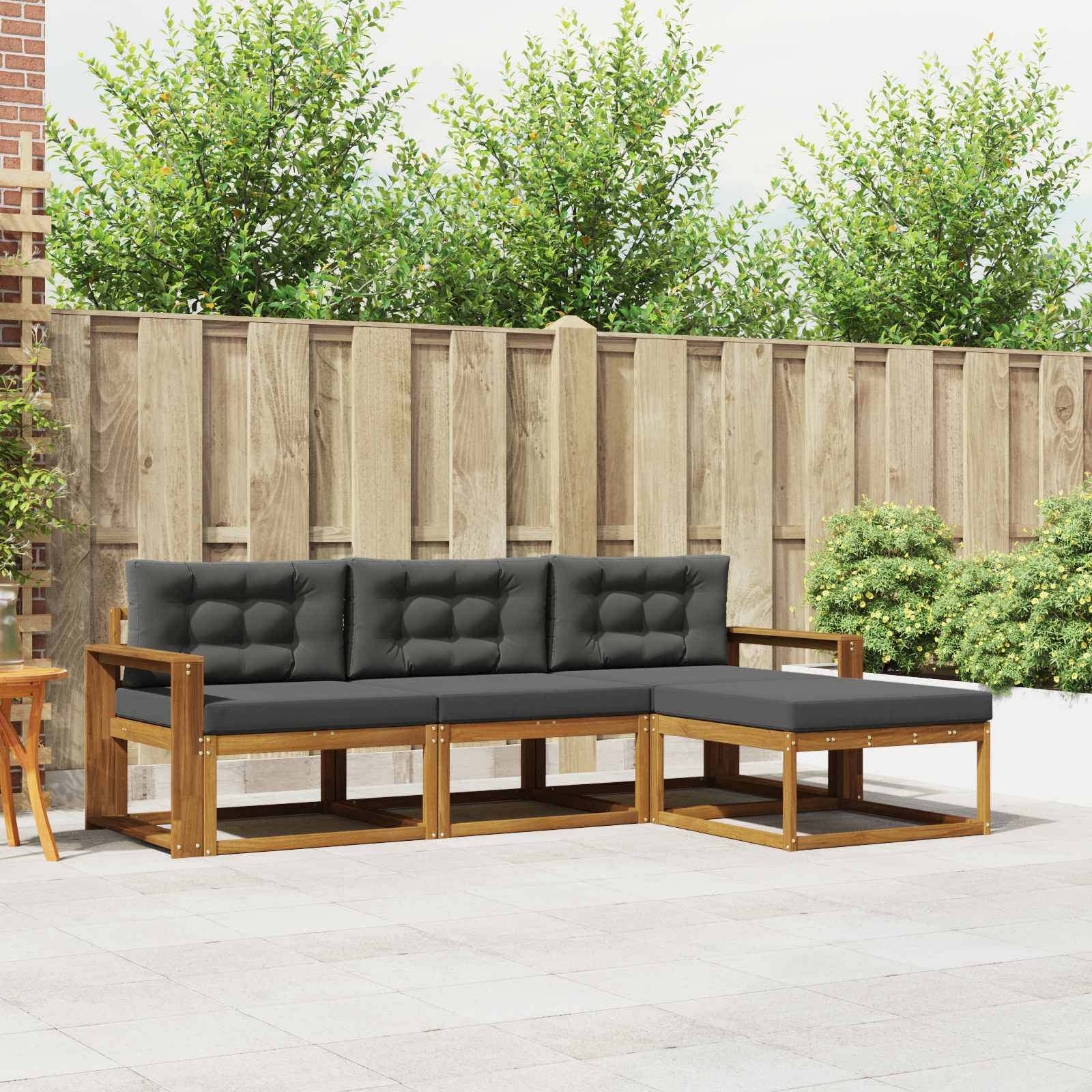 vidaXL Outdoor-Sofagarnitur mit Kissen 4 pcs Natur und Anthrazit