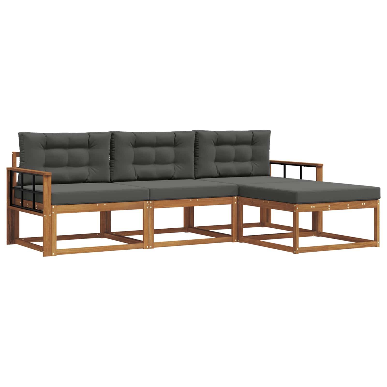 vidaXL Outdoor-Sofagarnitur mit Kissen 4 pcs Natur und Anthrazit