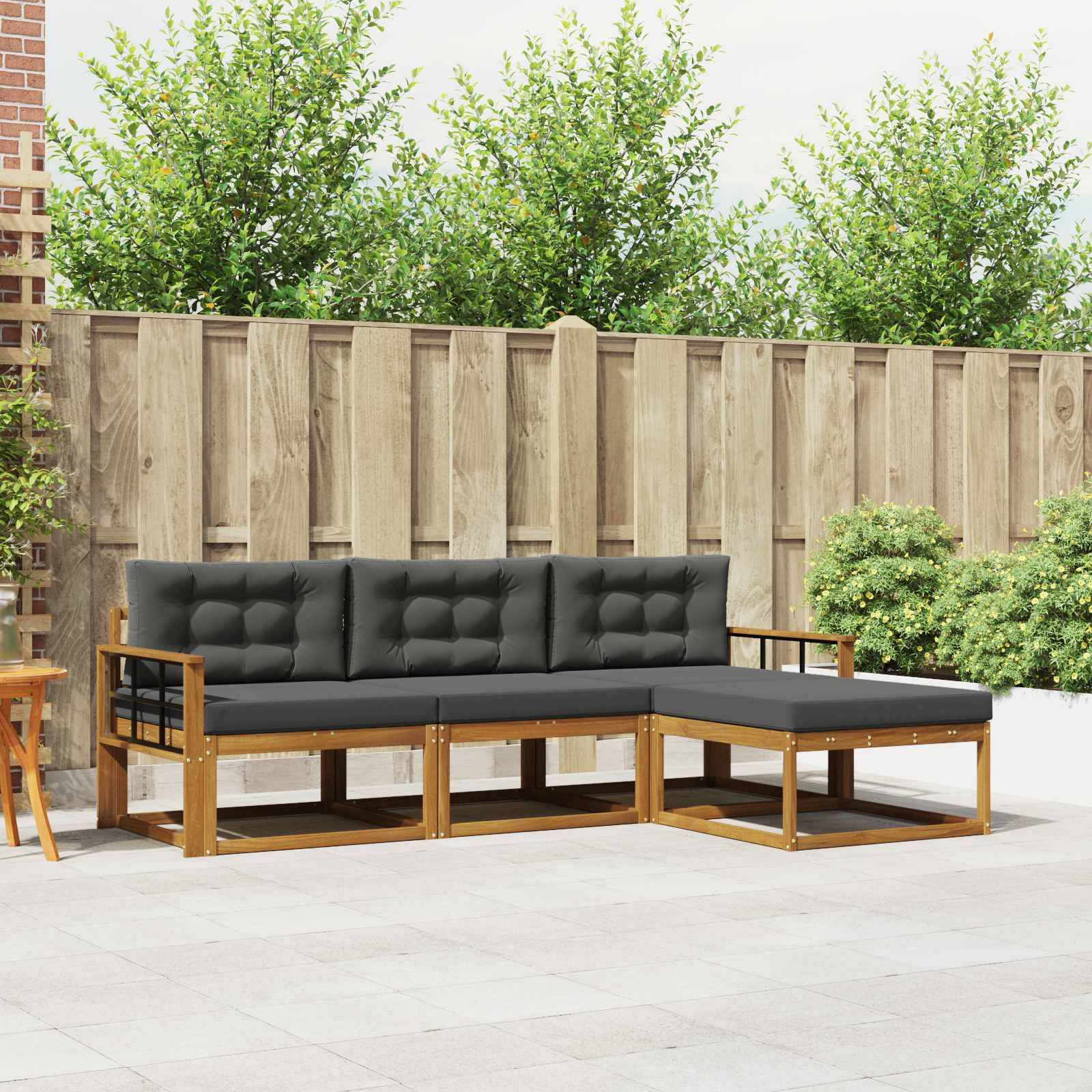 vidaXL Outdoor-Sofagarnitur mit Kissen 4 pcs Natur und Anthrazit