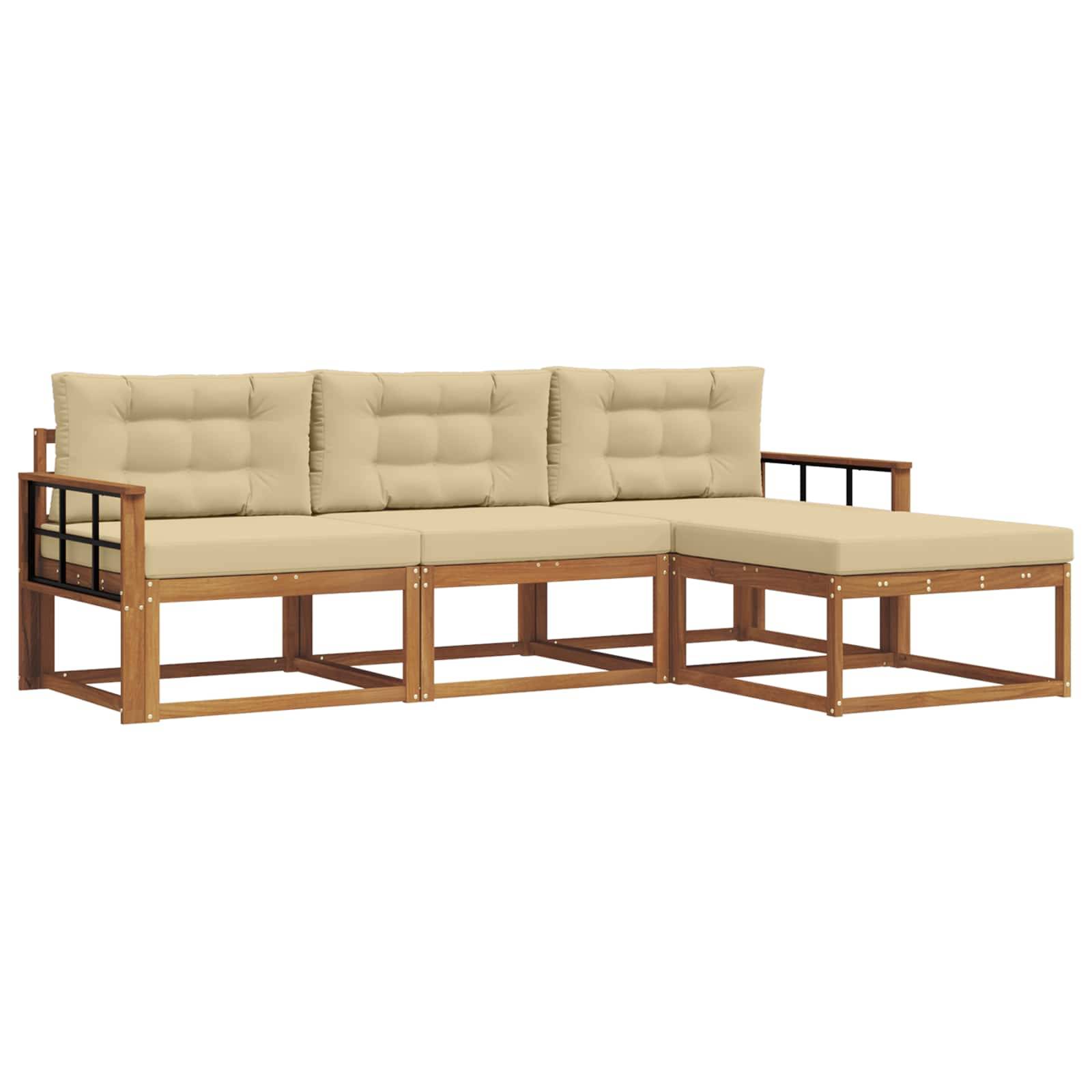 vidaXL Outdoor-Sofagarnitur mit Kissen 4 pcs Natur und Beige