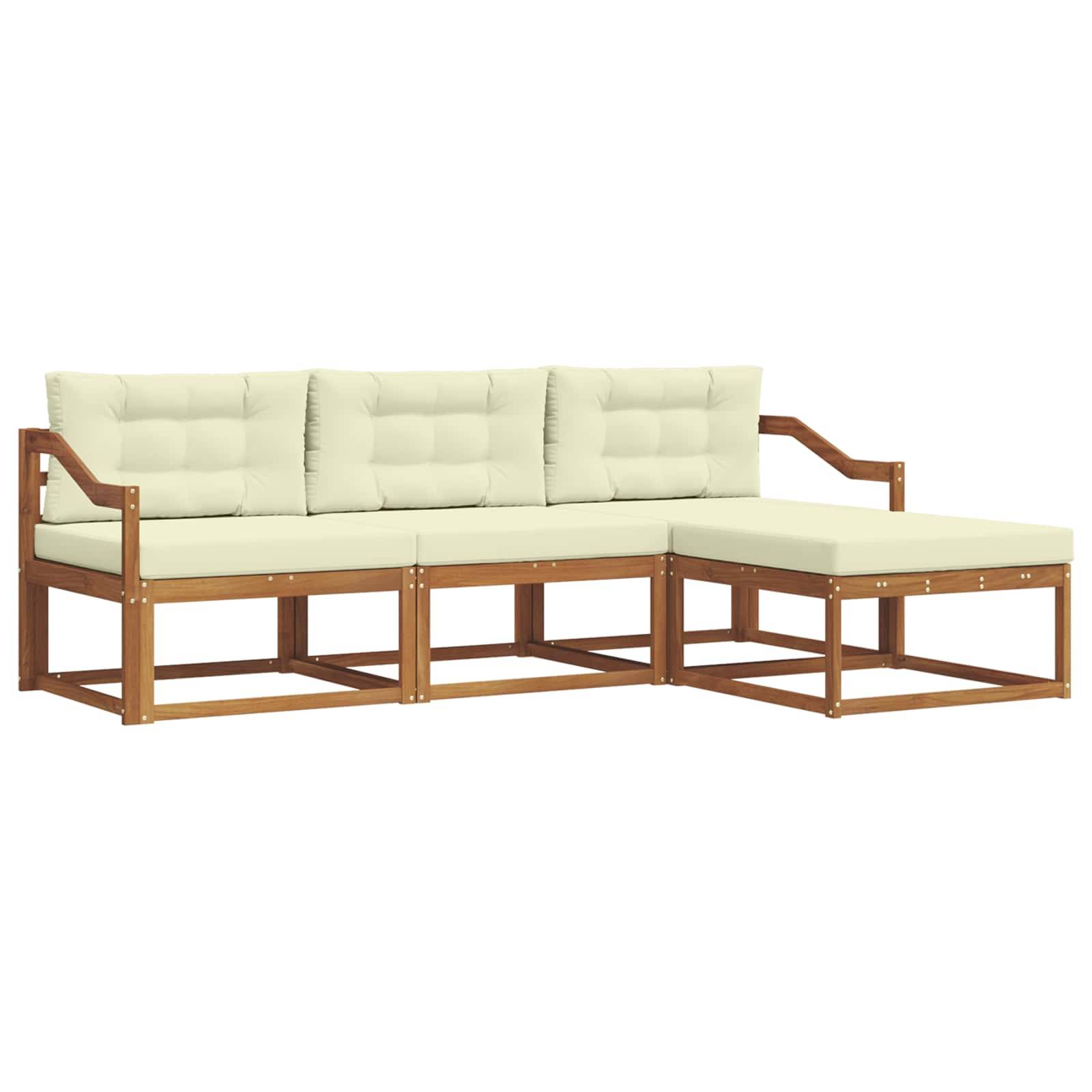 vidaXL Outdoor-Sofagarnitur mit Kissen 4 pcs Natur und Creme