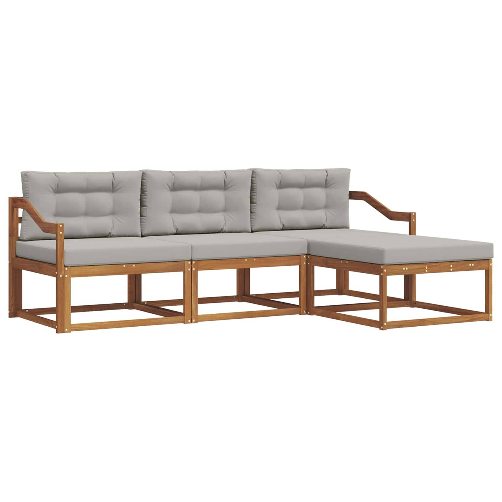 vidaXL Outdoor-Sofagarnitur mit Kissen 4 pcs Natürlich und Hellgrau