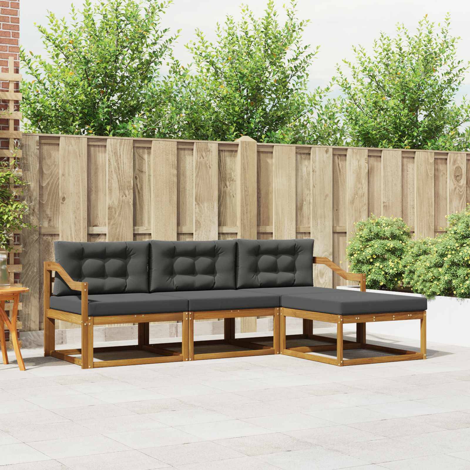 vidaXL Outdoor-Sofagarnitur mit Kissen 4 pcs Natur und Anthrazit