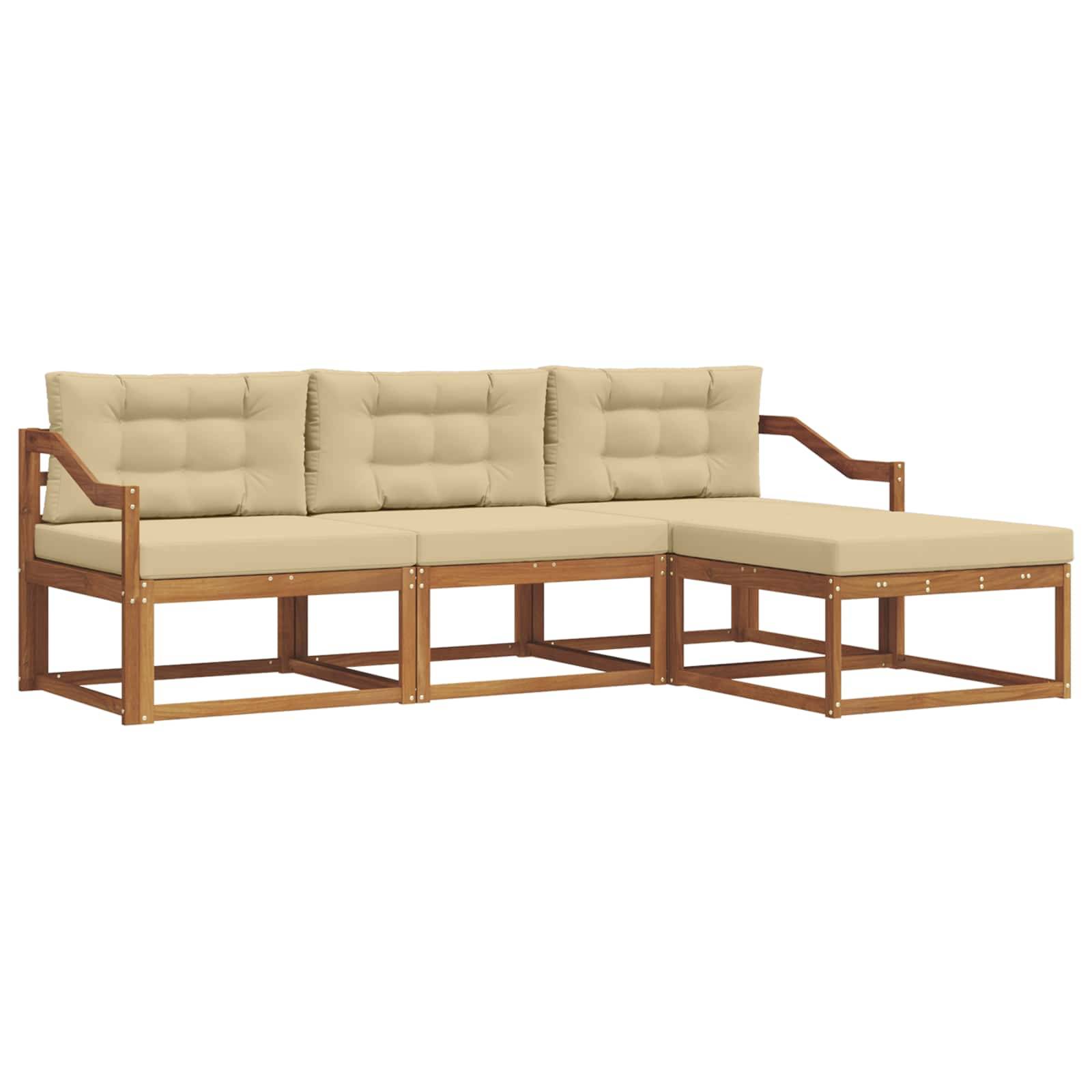 vidaXL Outdoor-Sofagarnitur mit Kissen 4 pcs Natur und Beige