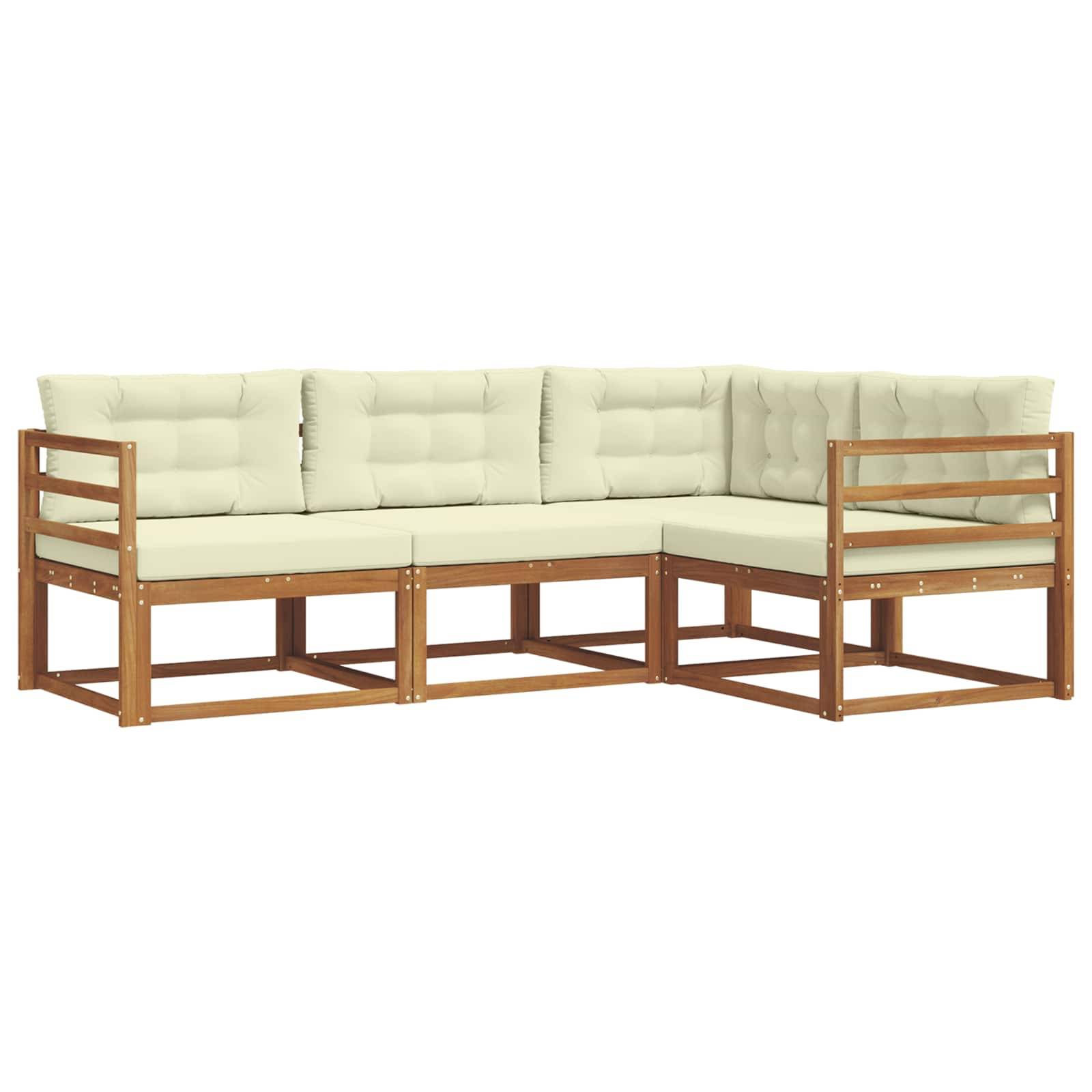 vidaXL Outdoor-Sofagarnitur mit Kissen 4 pcs Natur und Creme