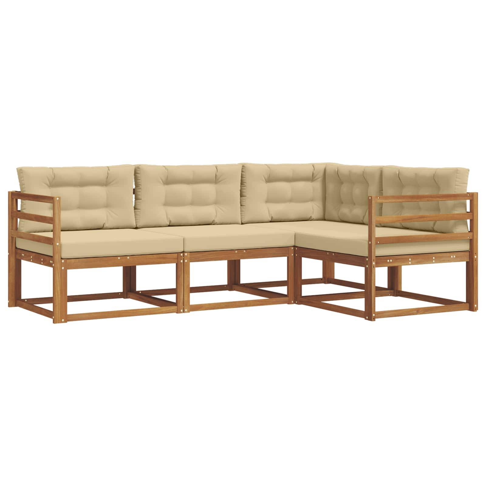 vidaXL Outdoor-Sofagarnitur mit Kissen 4 pcs Natur und Beige