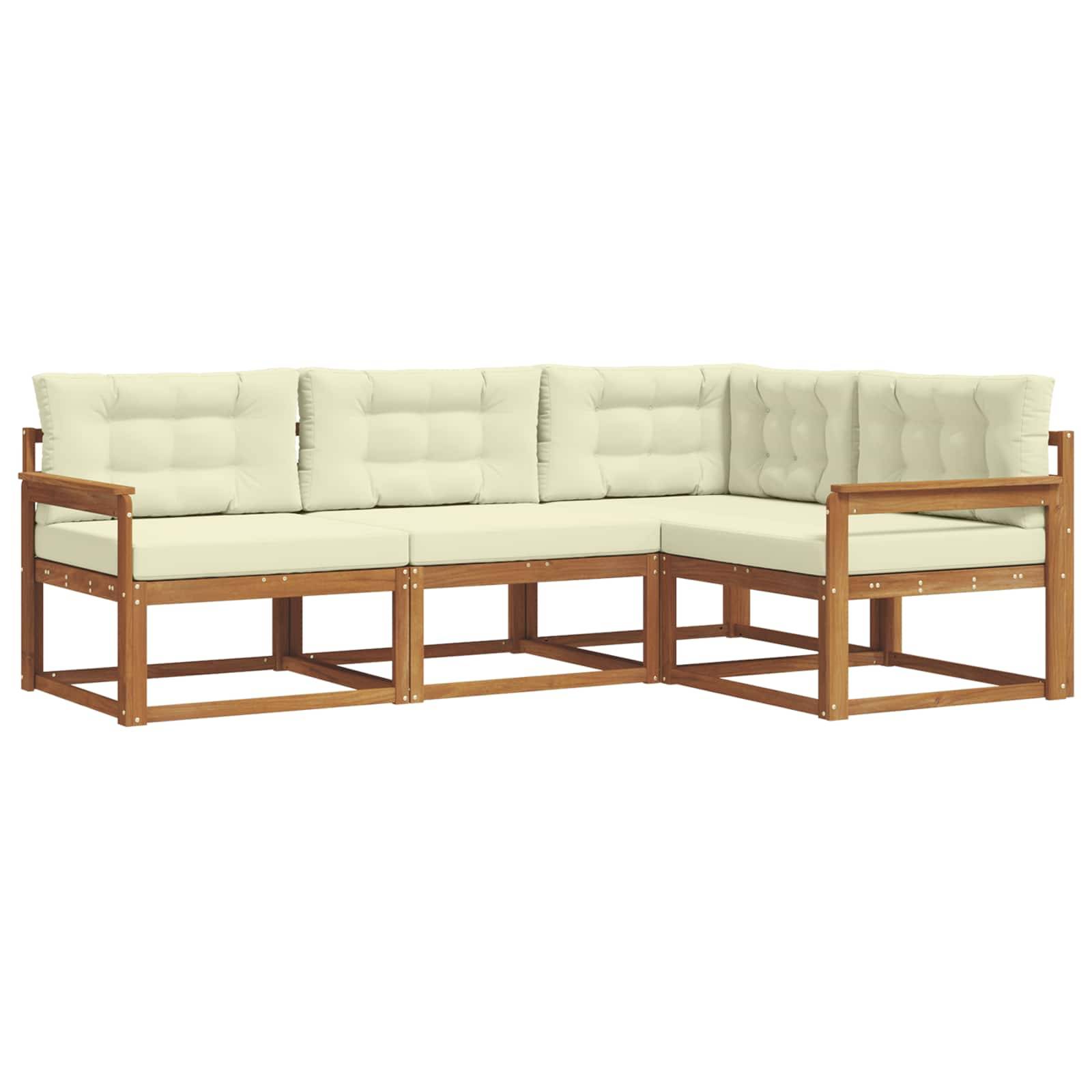 vidaXL Outdoor-Sofagarnitur mit Kissen 4 pcs Natur und Creme