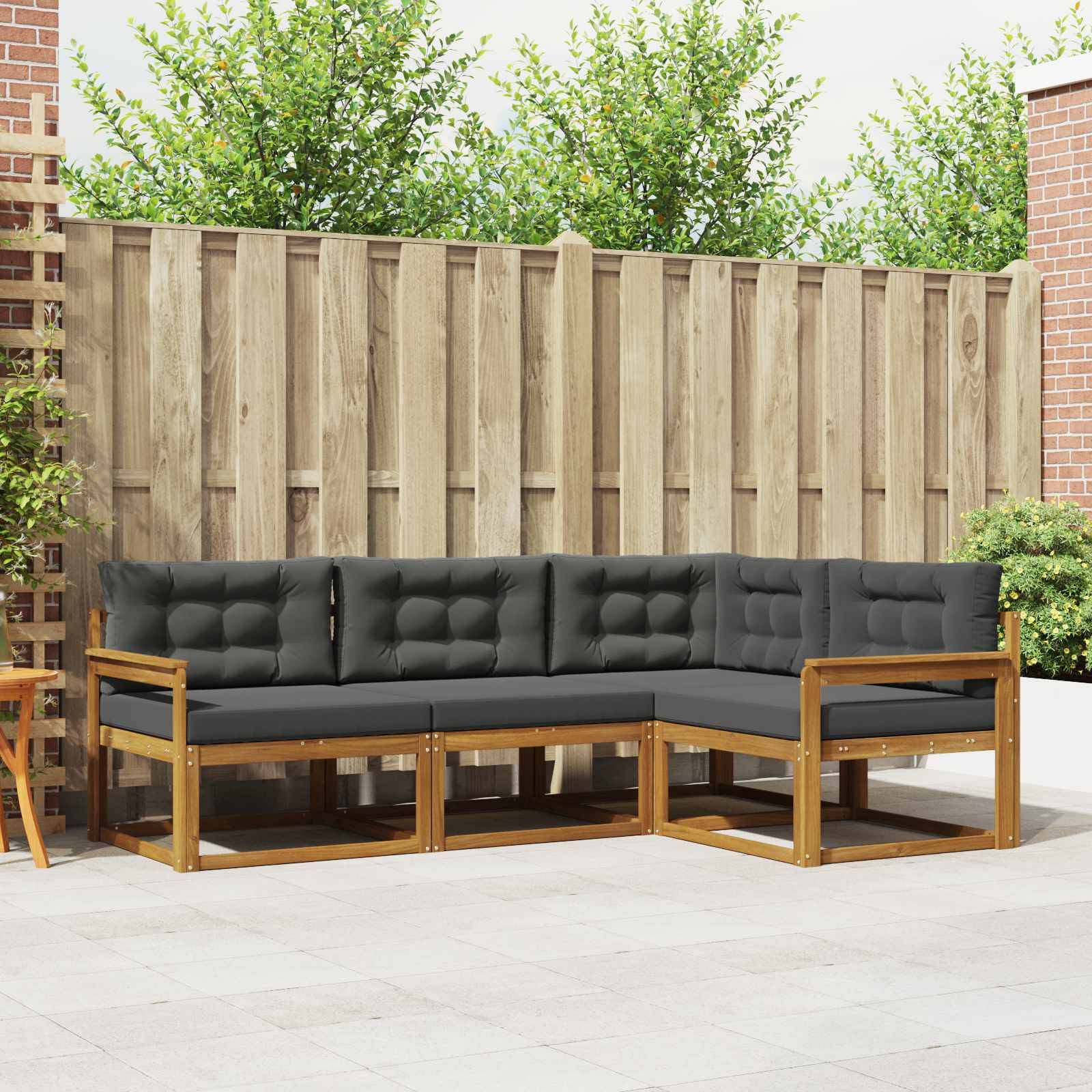 vidaXL Outdoor-Sofagarnitur mit Kissen 4 pcs Natur und Anthrazit