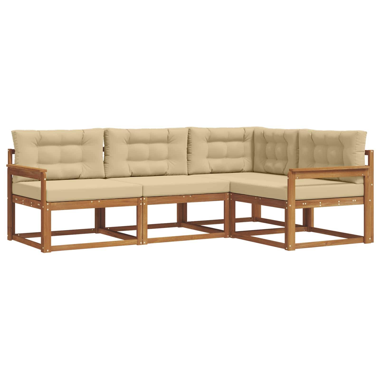 vidaXL Outdoor-Sofagarnitur mit Kissen 4 pcs Natur und Beige