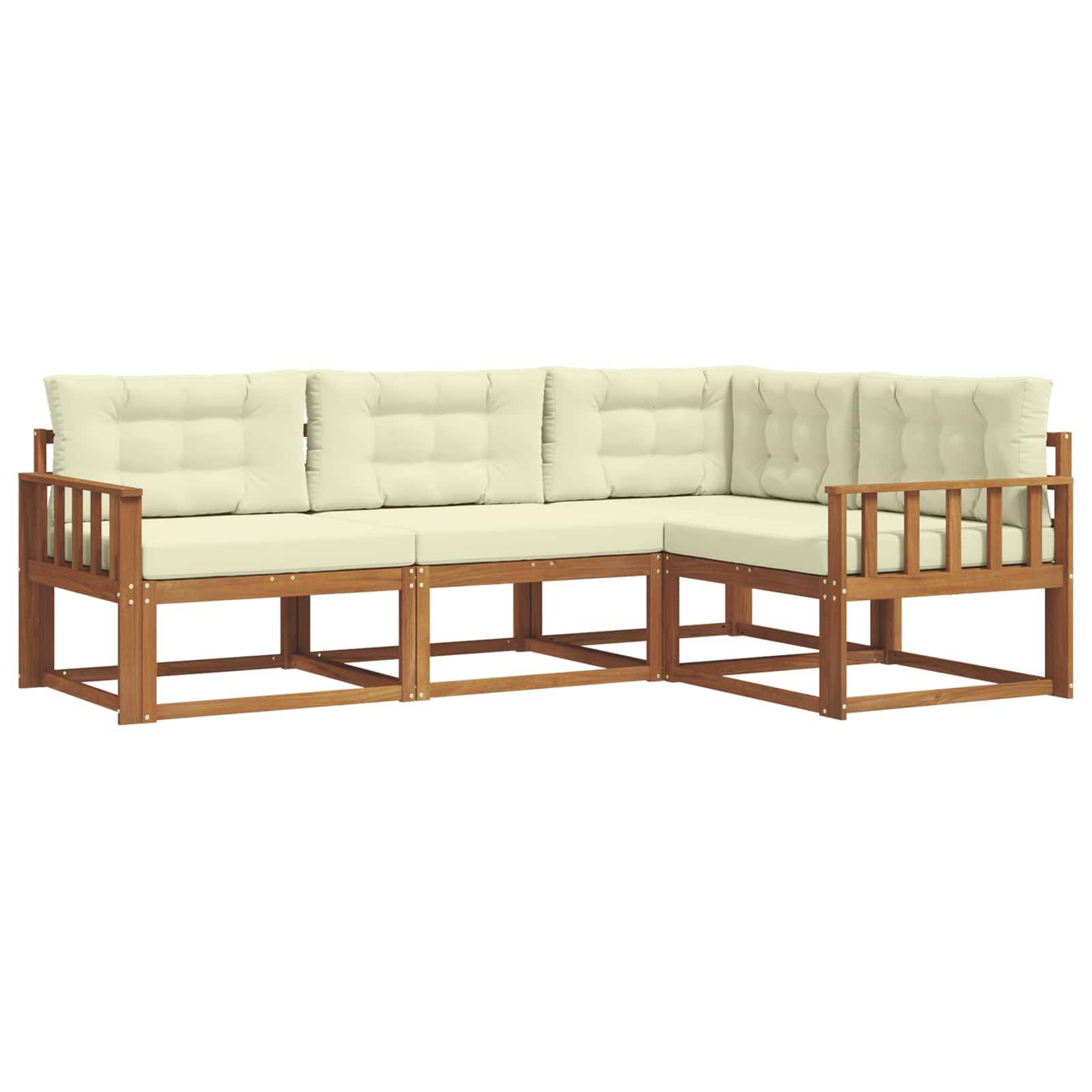 vidaXL Outdoor-Sofagarnitur mit Kissen 4 pcs Natur und Creme