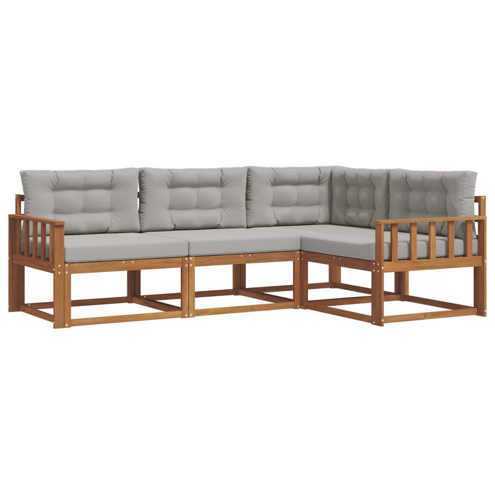 vidaXL Outdoor-Sofagarnitur mit Kissen 4 pcs Natürlich und Hellgrau