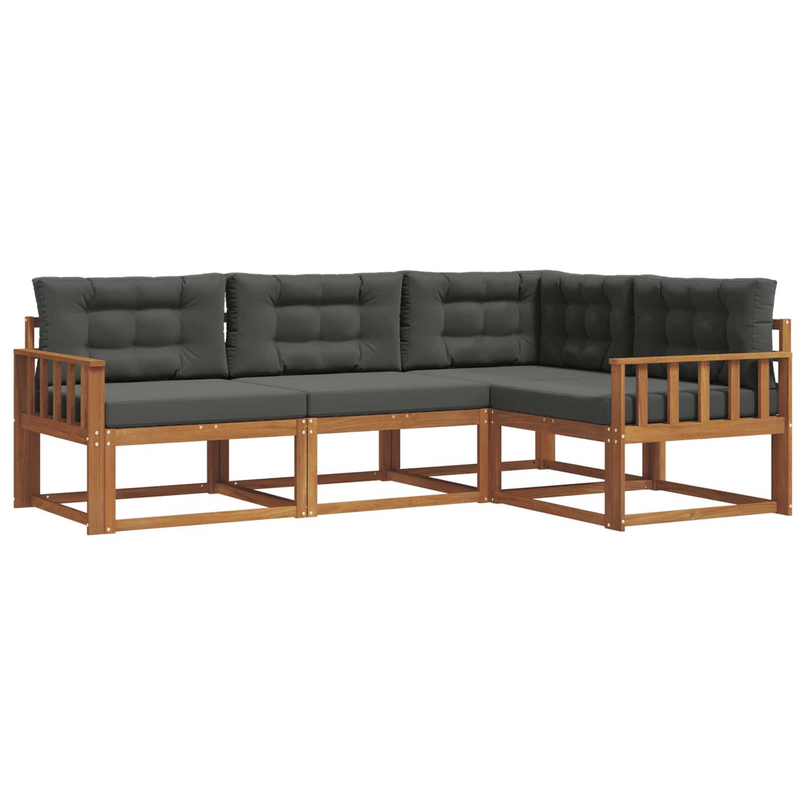 vidaXL Outdoor-Sofagarnitur mit Kissen 4 pcs Natur und Anthrazit