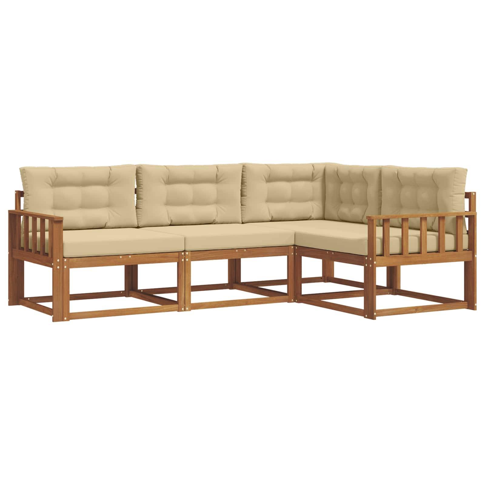 vidaXL Outdoor-Sofagarnitur mit Kissen 4 pcs Natur und Beige