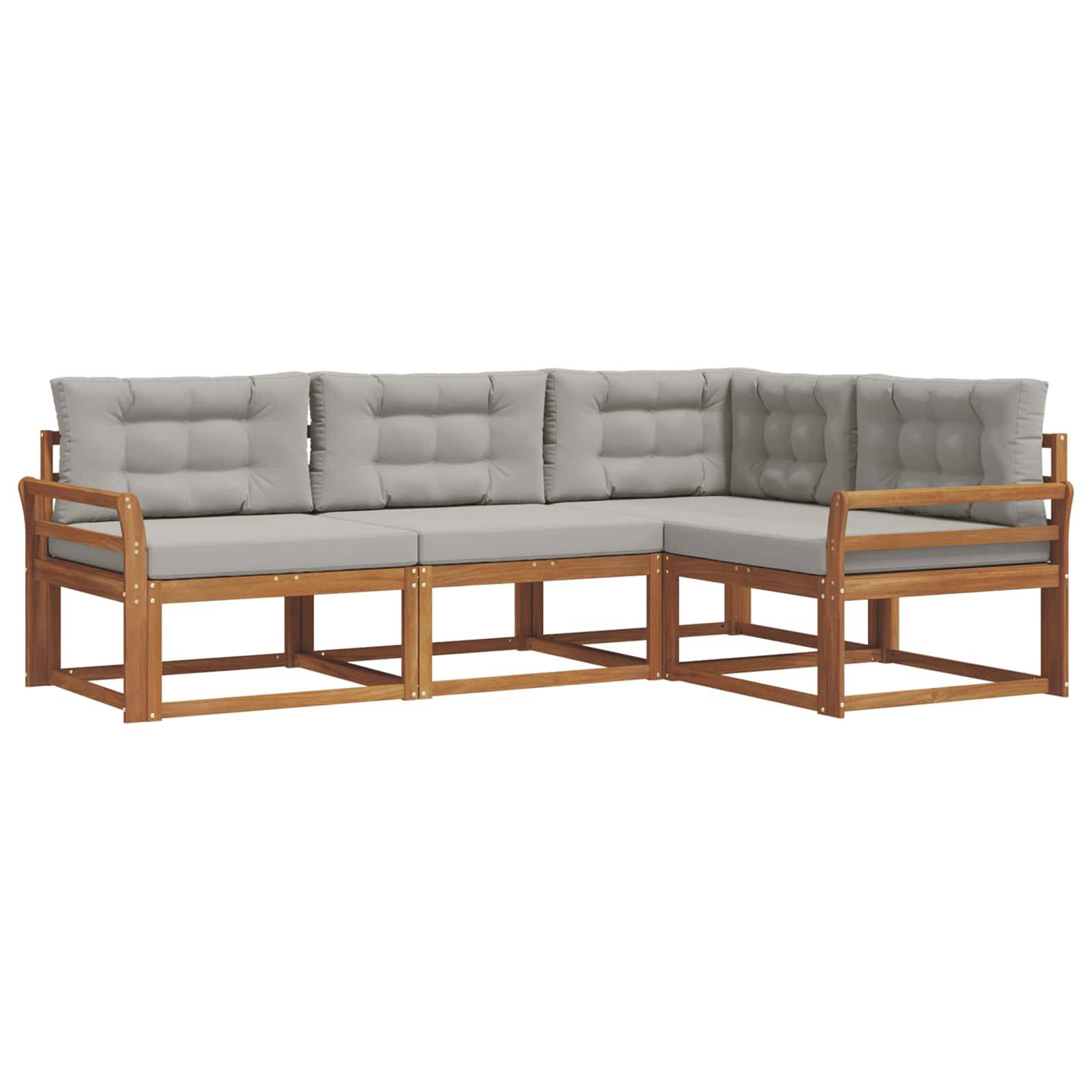vidaXL Outdoor-Sofagarnitur mit Kissen 4 pcs Natürlich und Hellgrau