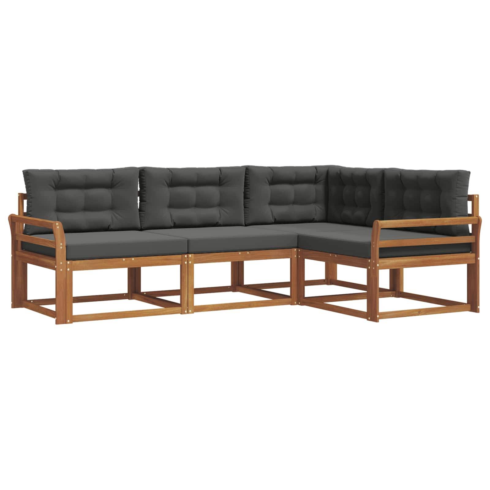 vidaXL Outdoor-Sofagarnitur mit Kissen 4 pcs Natur und Anthrazit