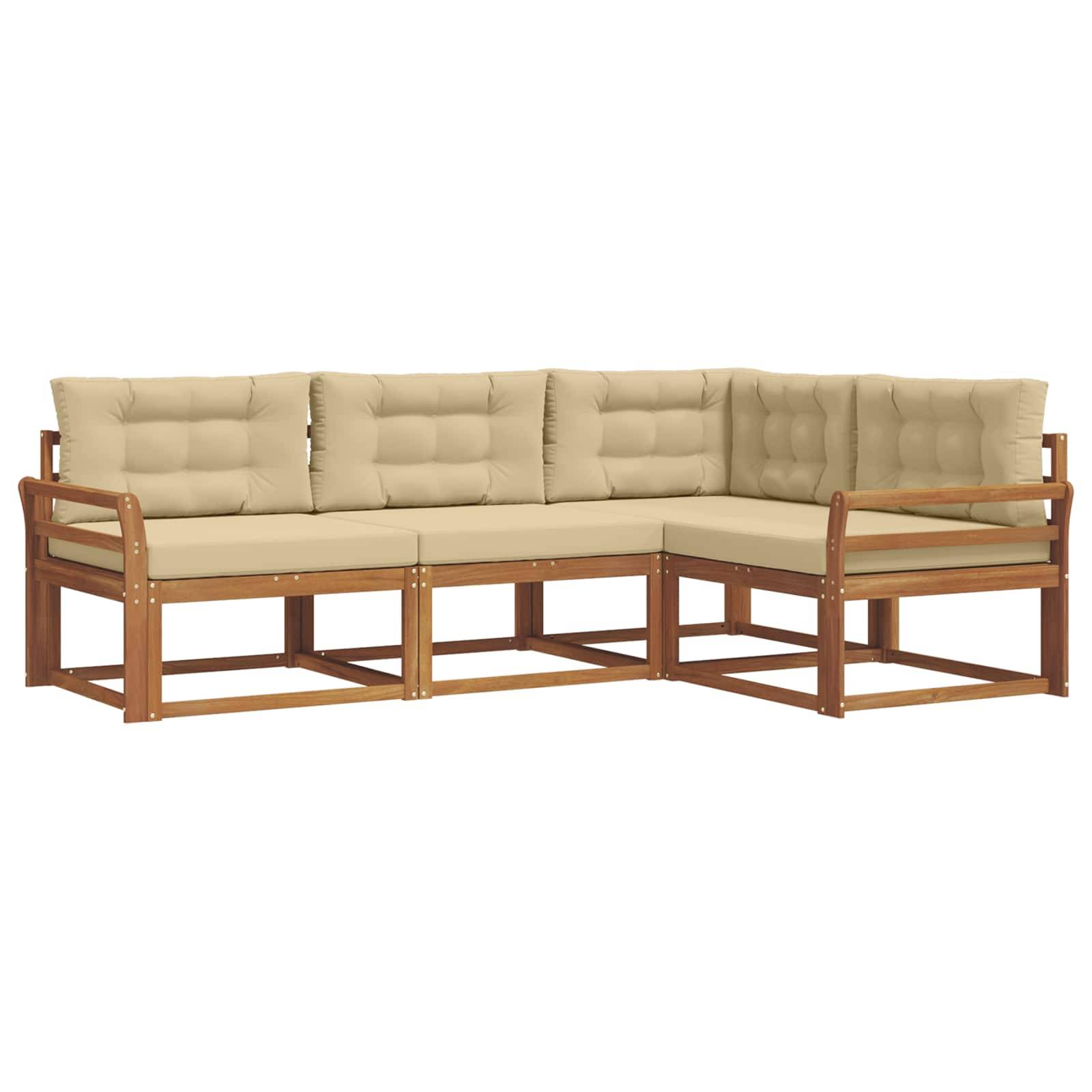 vidaXL Outdoor-Sofagarnitur mit Kissen 4 pcs Natur und Beige