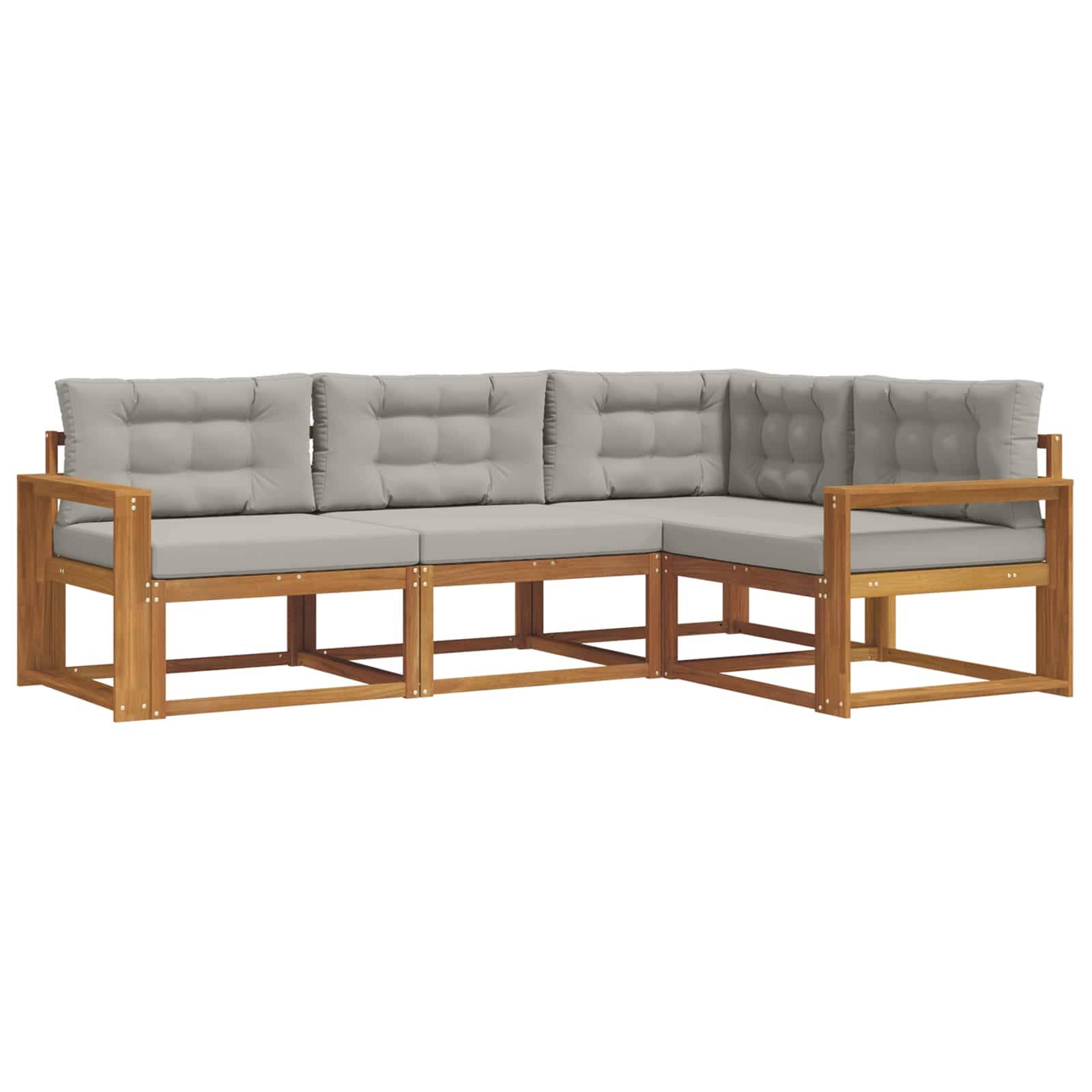 vidaXL Outdoor-Sofagarnitur mit Kissen 4 pcs Natürlich und Hellgrau