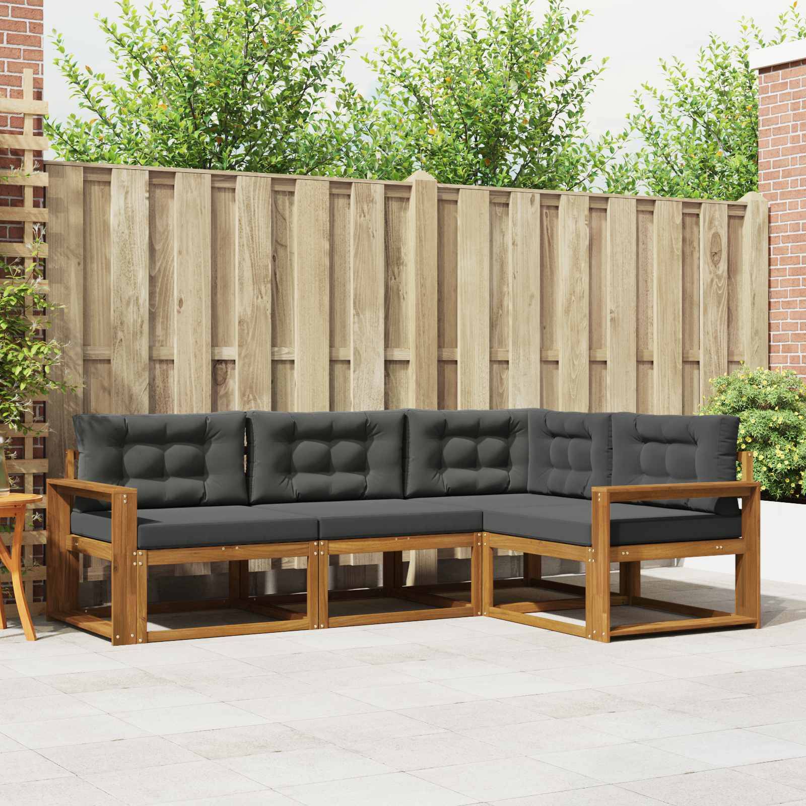 vidaXL Outdoor-Sofagarnitur mit Kissen 4 pcs Natur und Anthrazit