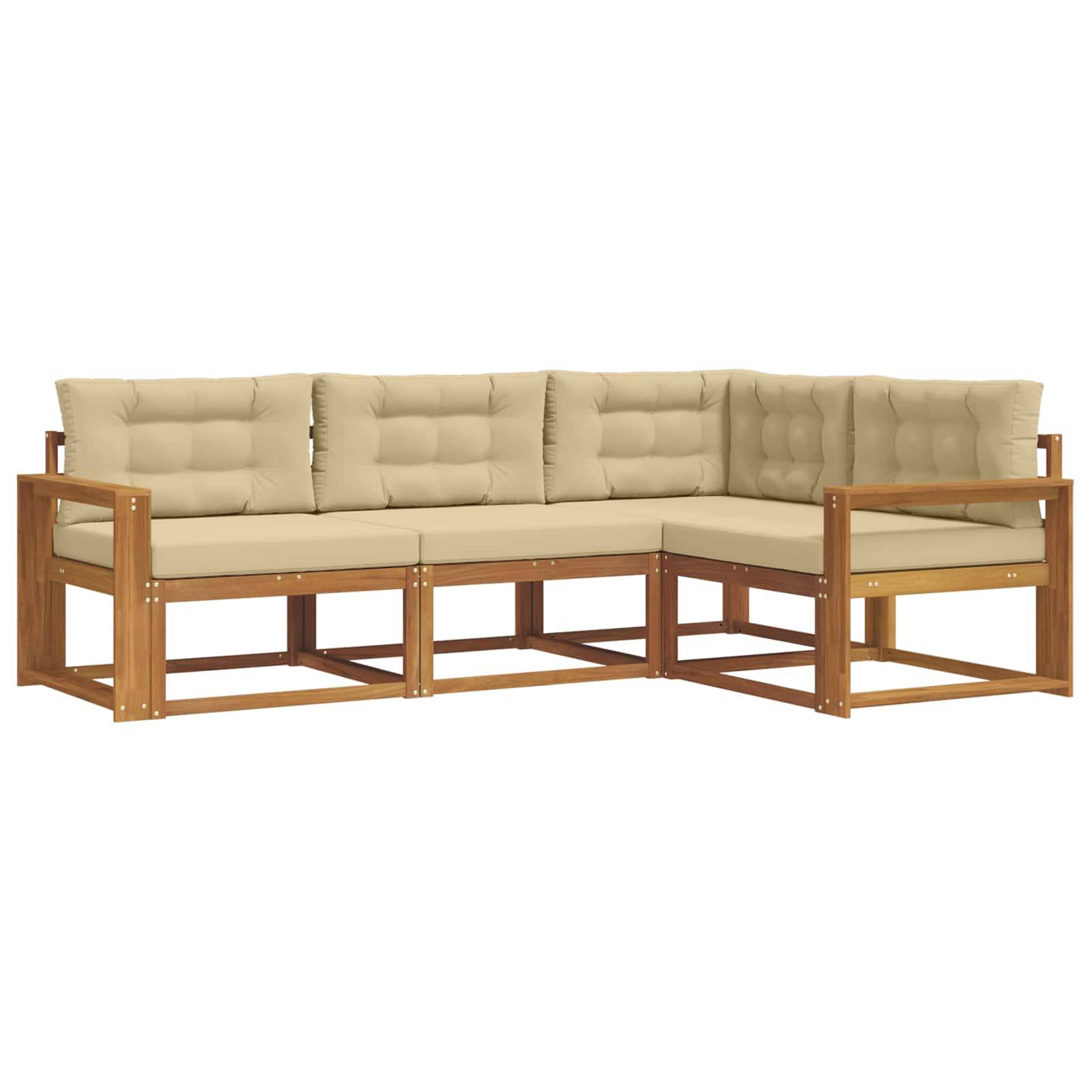 vidaXL Outdoor-Sofagarnitur mit Kissen 4 pcs Natur und Beige