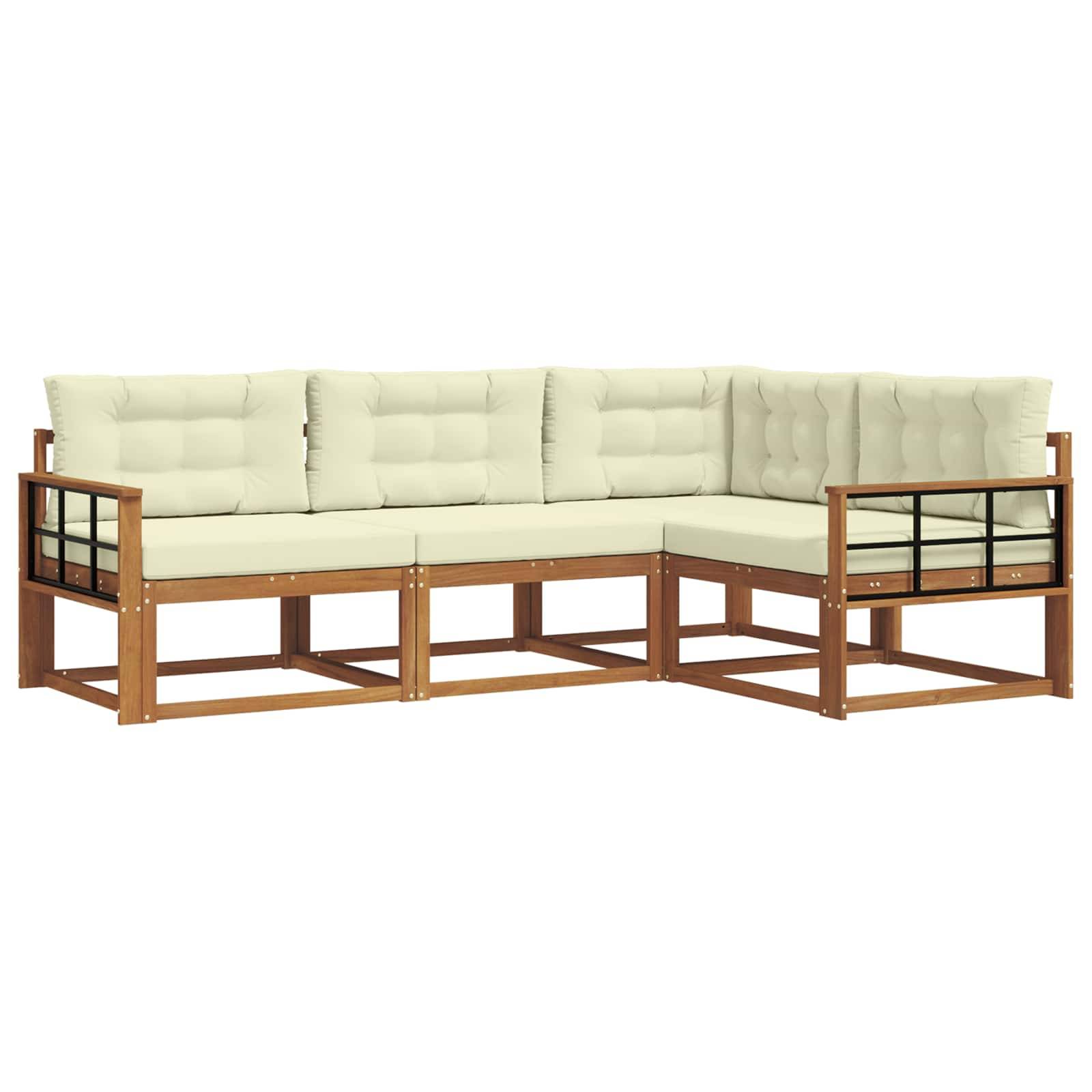 vidaXL Outdoor-Sofagarnitur mit Kissen 4 pcs Natur und Creme
