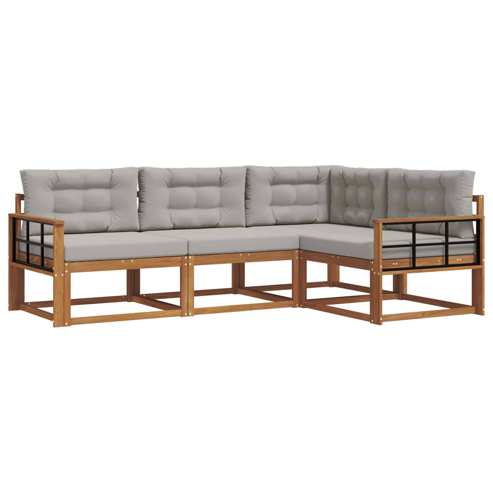 vidaXL Outdoor-Sofagarnitur mit Kissen 4 pcs Natürlich und Hellgrau
