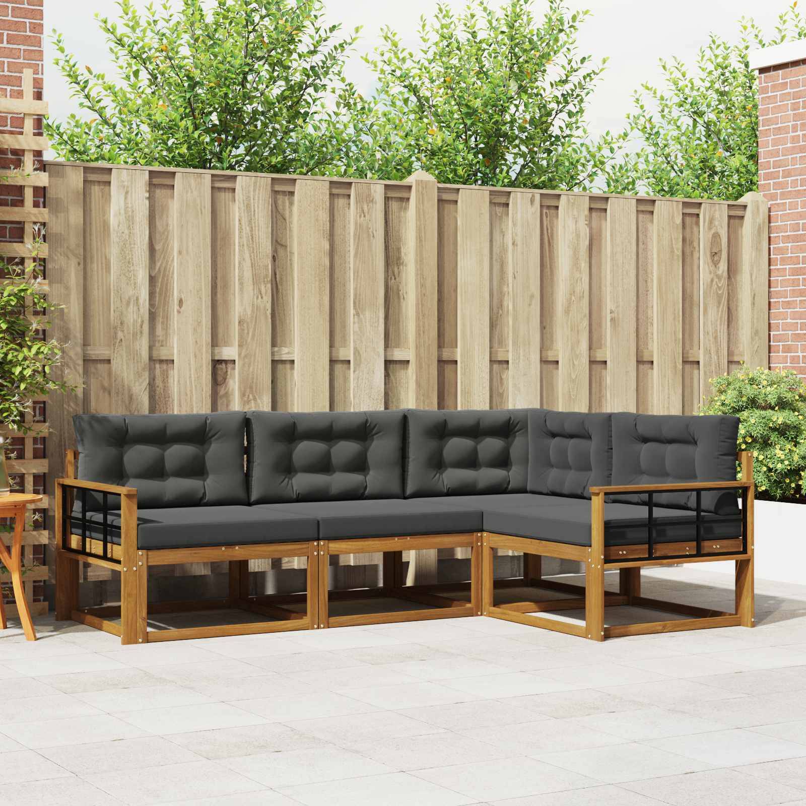 vidaXL Outdoor-Sofagarnitur mit Kissen 4 pcs Natur und Anthrazit