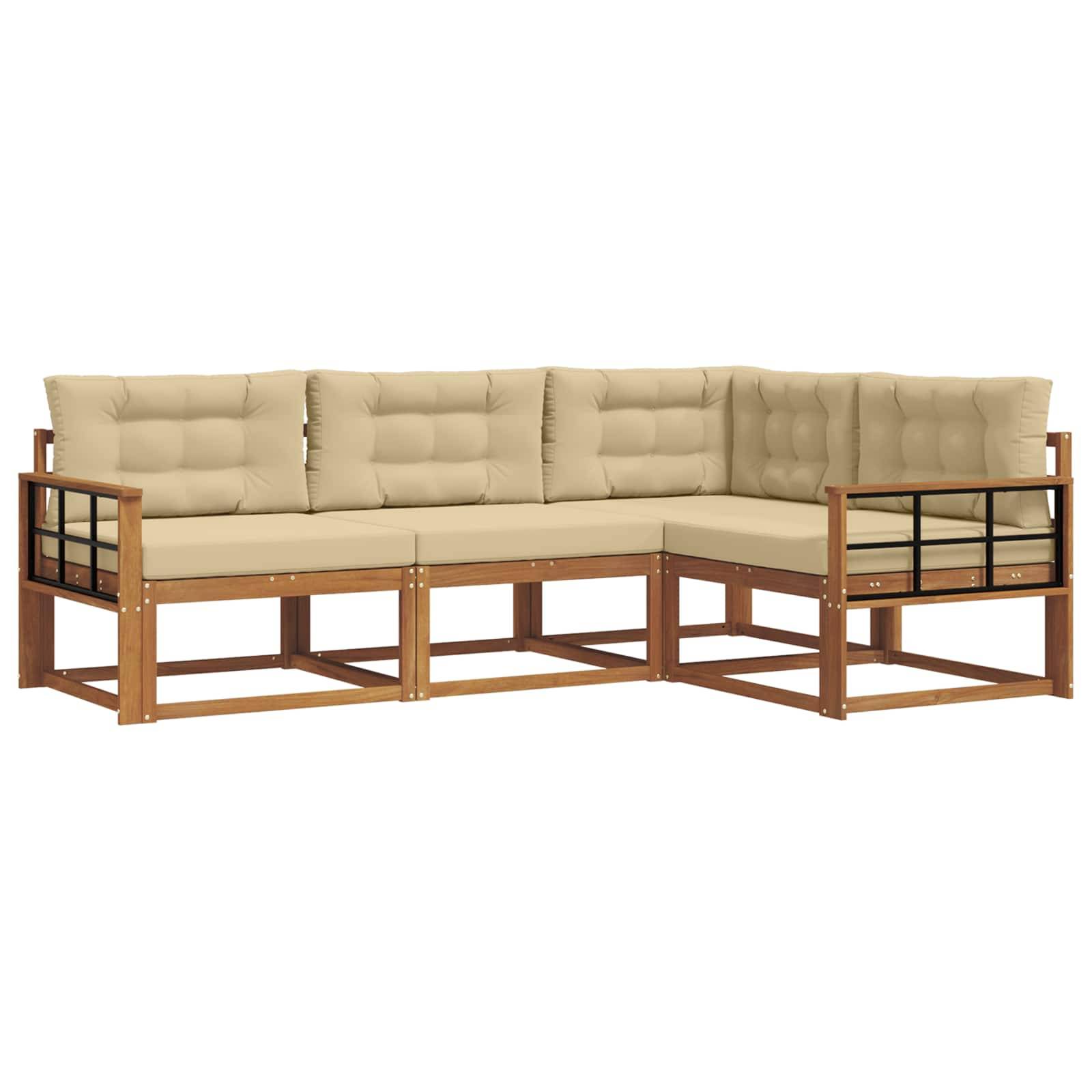 vidaXL Outdoor-Sofagarnitur mit Kissen 4 pcs Natur und Beige
