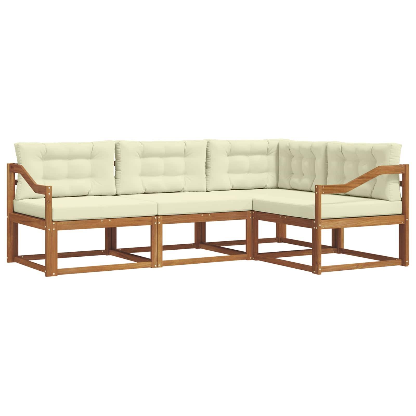 vidaXL Outdoor-Sofagarnitur mit Kissen 4 pcs Natur und Creme