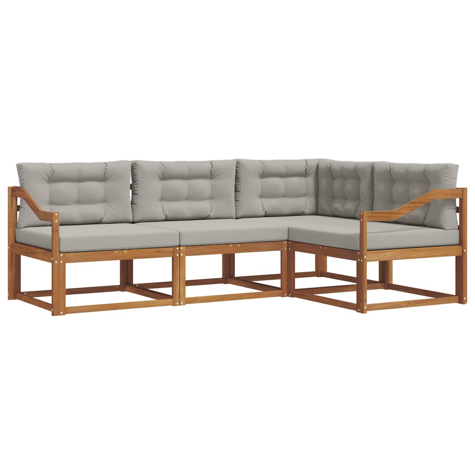 vidaXL Outdoor-Sofagarnitur mit Kissen 4 pcs Natürlich und Hellgrau