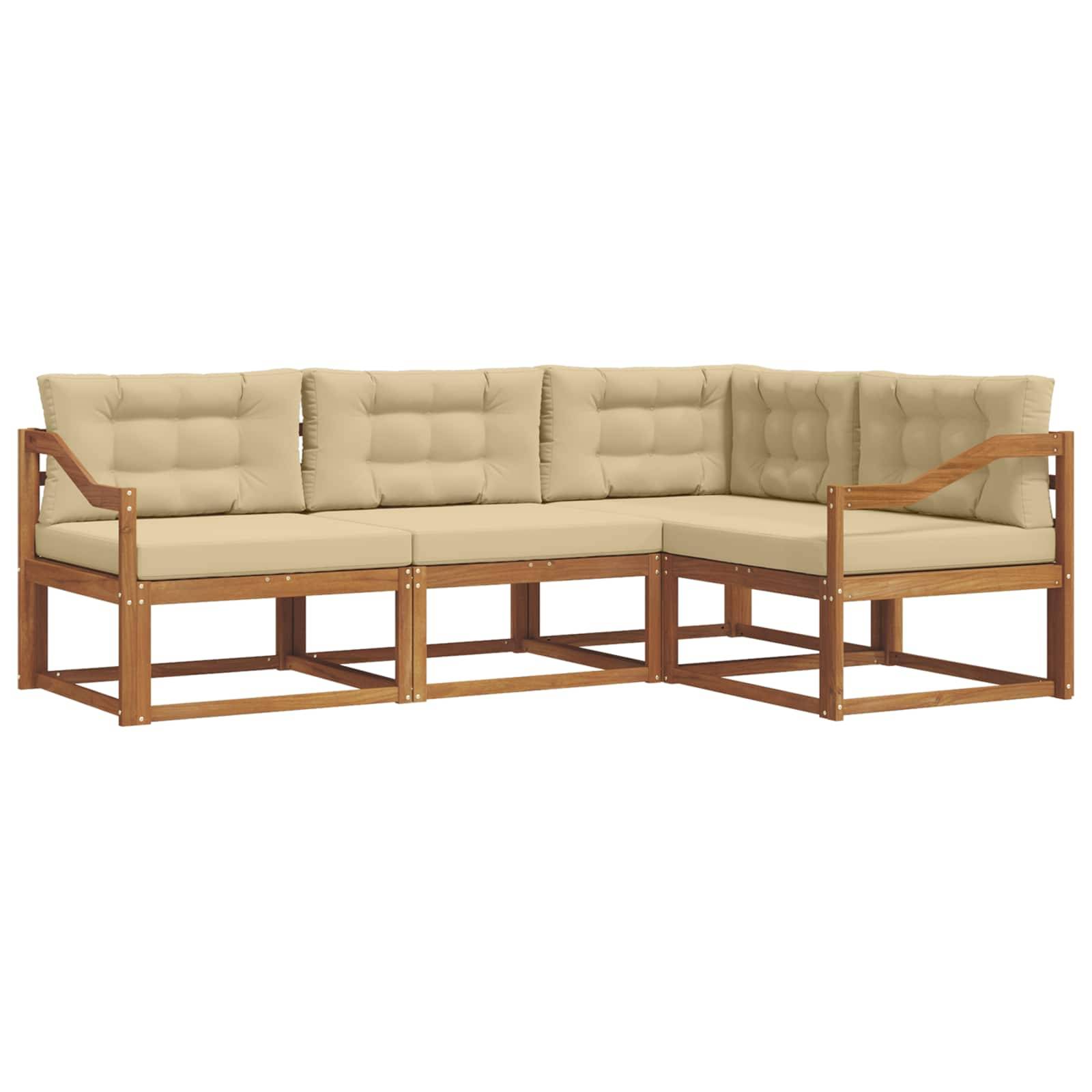 vidaXL Outdoor-Sofagarnitur mit Kissen 4 pcs Natur und Beige