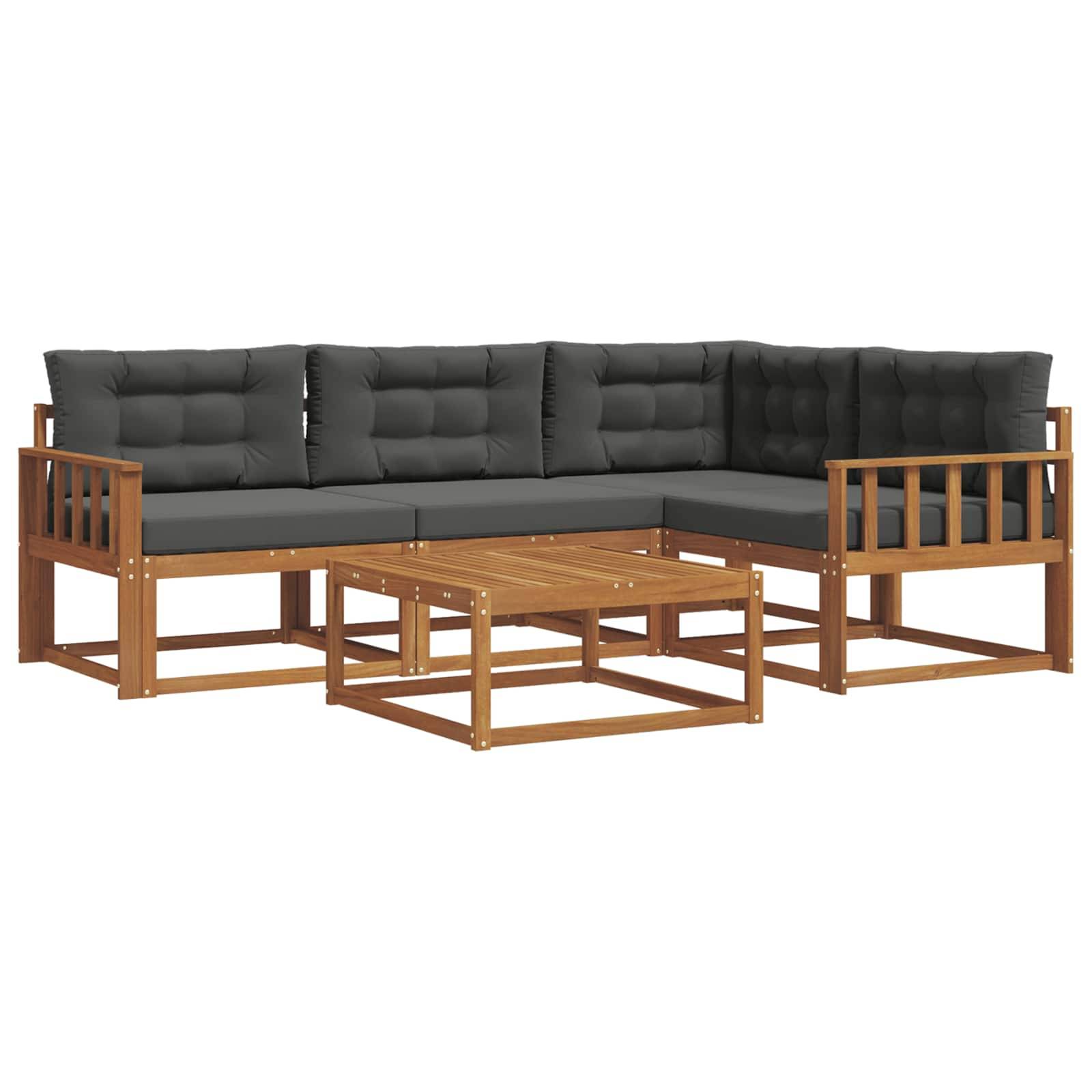 vidaXL Outdoor-Sofagarnitur mit Kissen 5 pcs Natur und Anthrazit