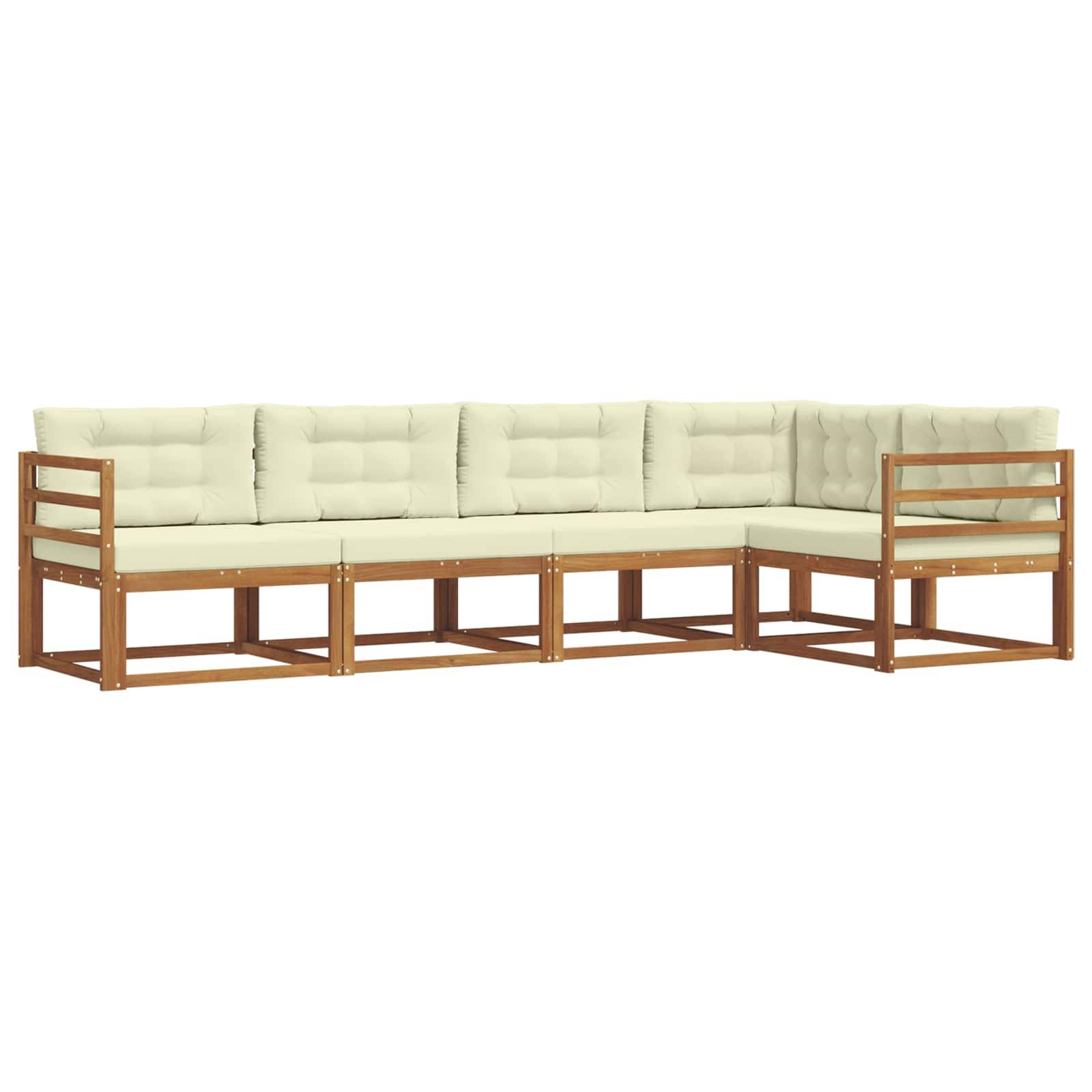 vidaXL Outdoor-Sofagarnitur mit Kissen 5 pcs Natur und Creme