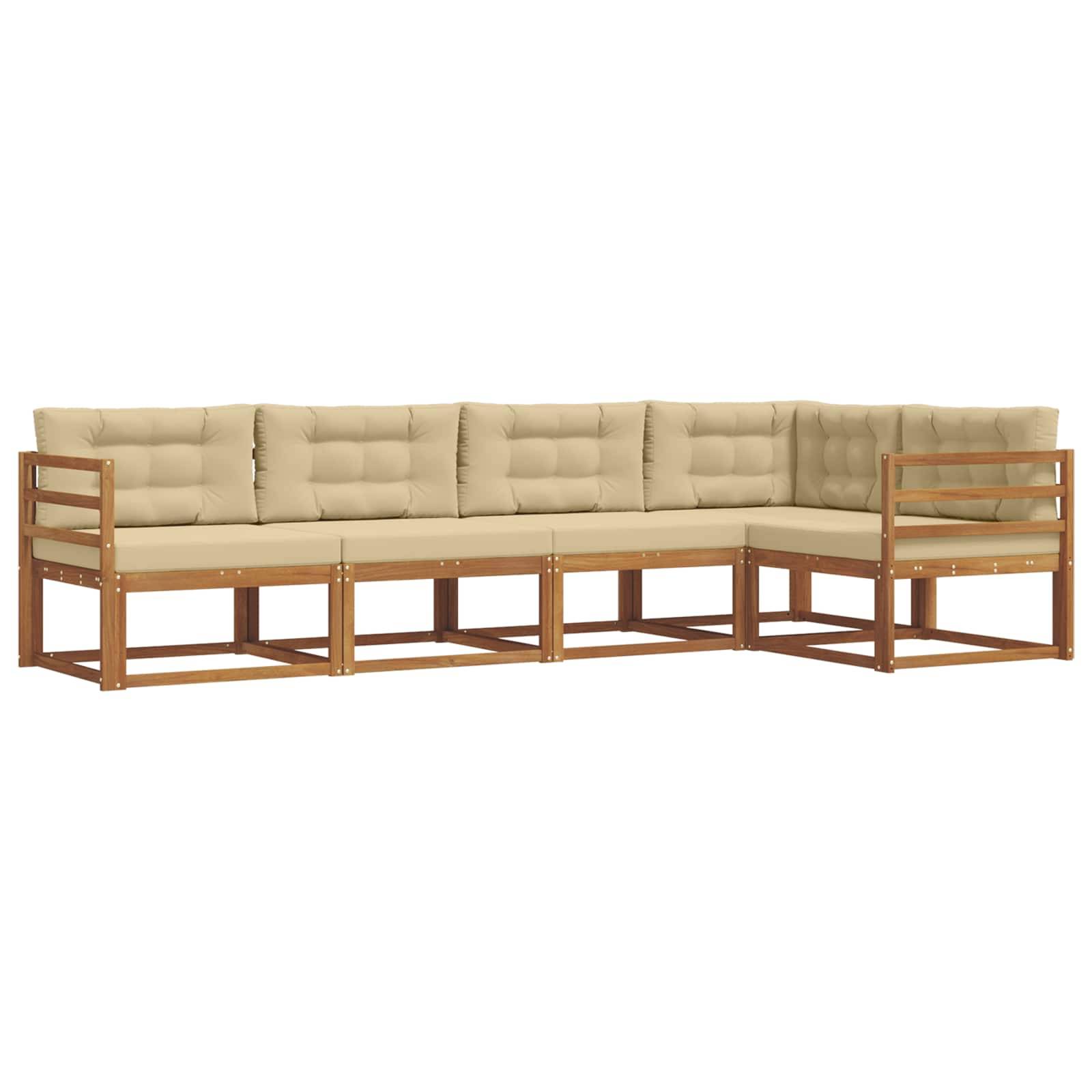 vidaXL Outdoor-Sofagarnitur mit Kissen 5 pcs Natur und Beige