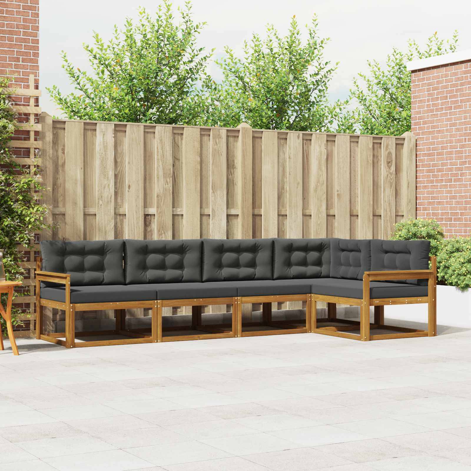 vidaXL Outdoor-Sofagarnitur mit Kissen 5 pcs Natur und Anthrazit