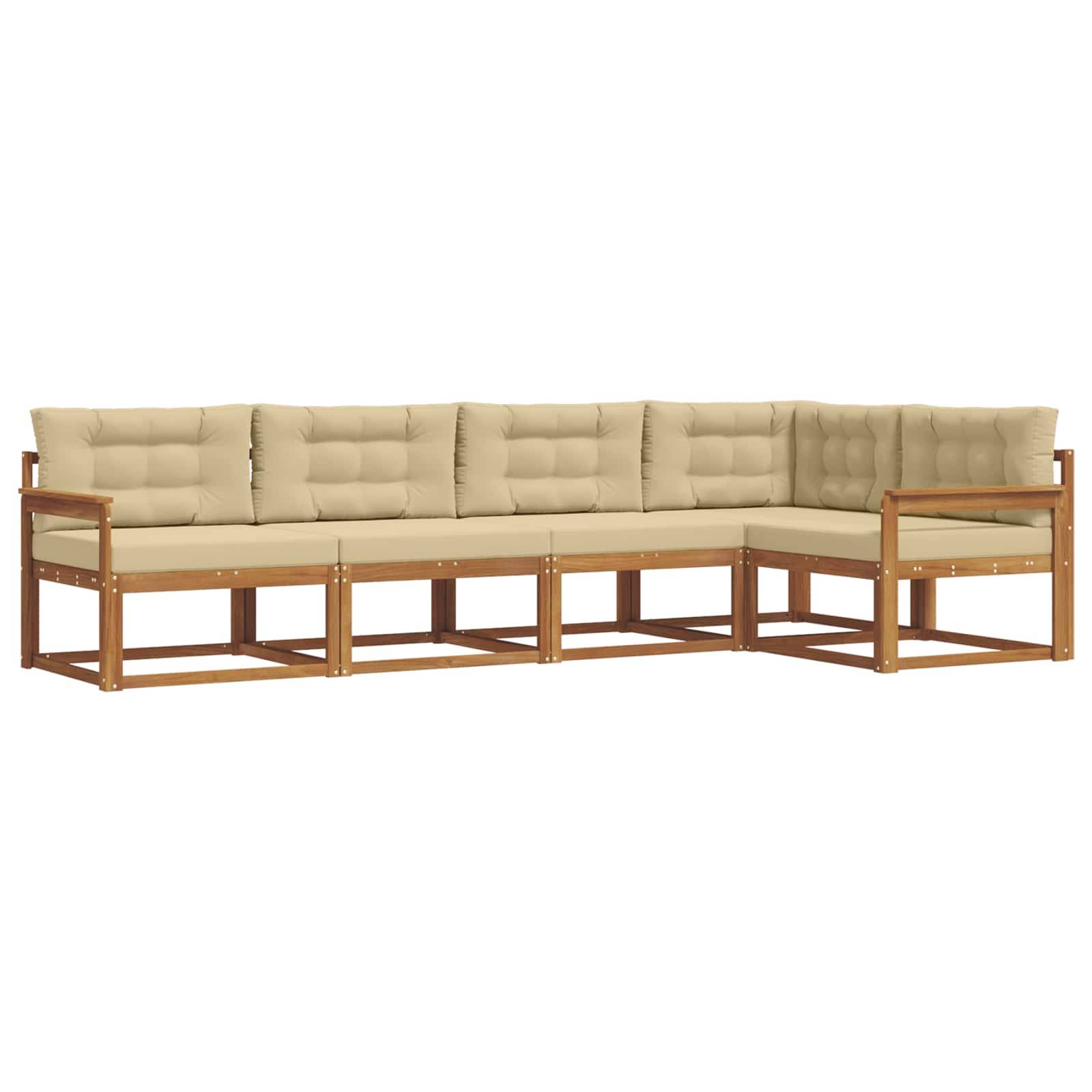 vidaXL Outdoor-Sofagarnitur mit Kissen 5 pcs Natur und Beige