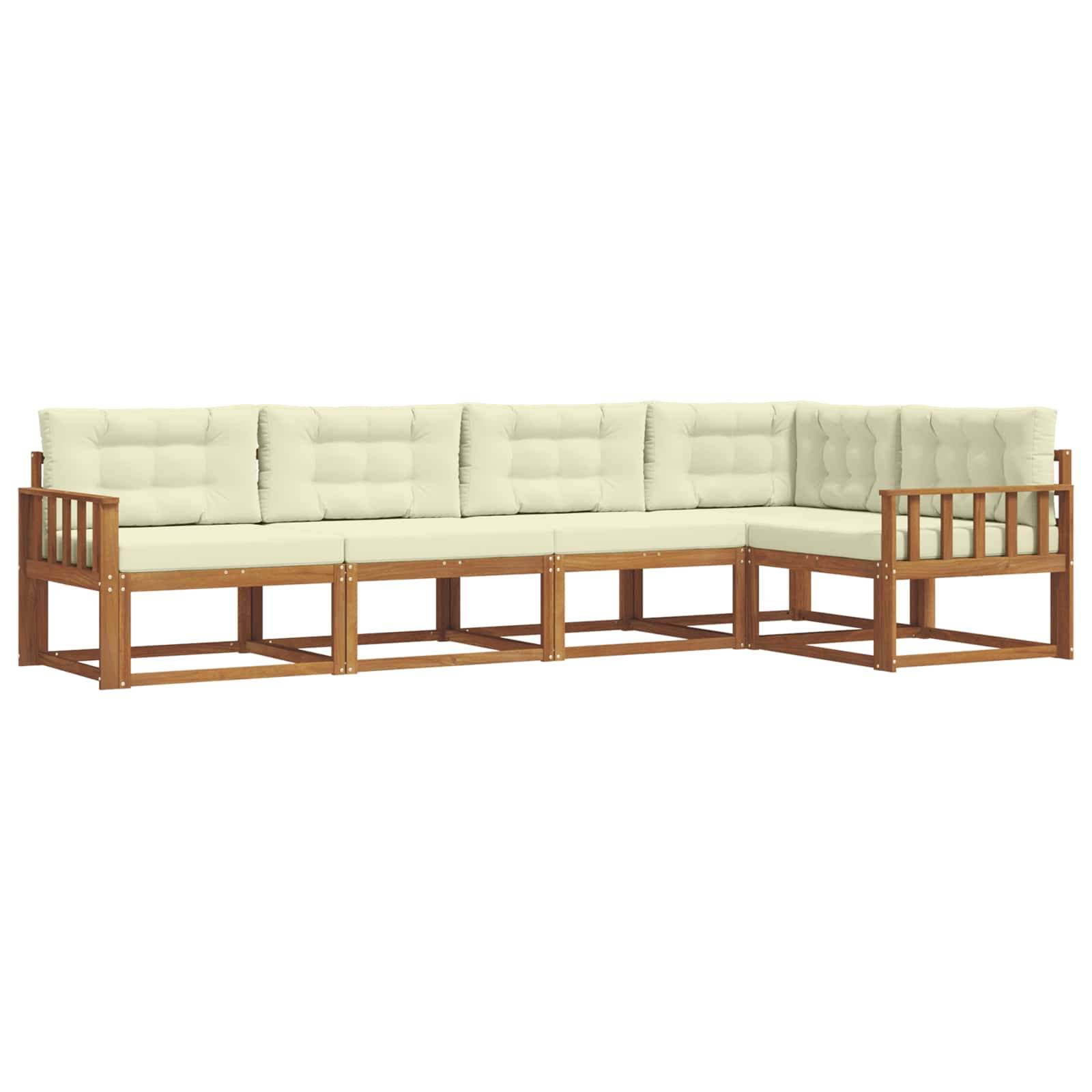 vidaXL Outdoor-Sofagarnitur mit Kissen 5 pcs Natur und Creme