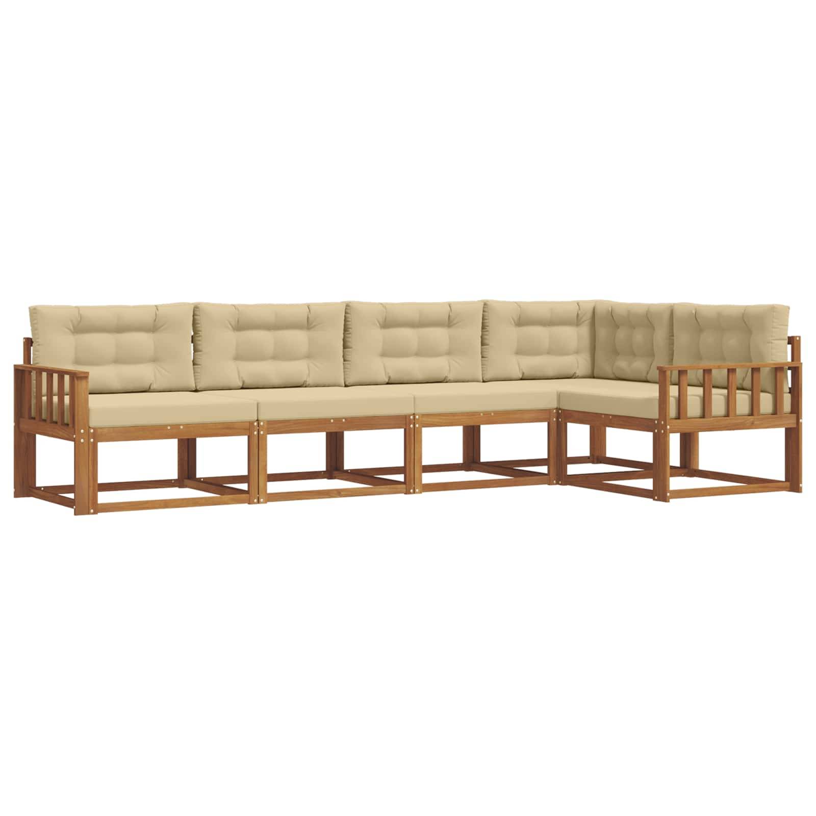 vidaXL Outdoor-Sofagarnitur mit Kissen 5 pcs Natur und Beige