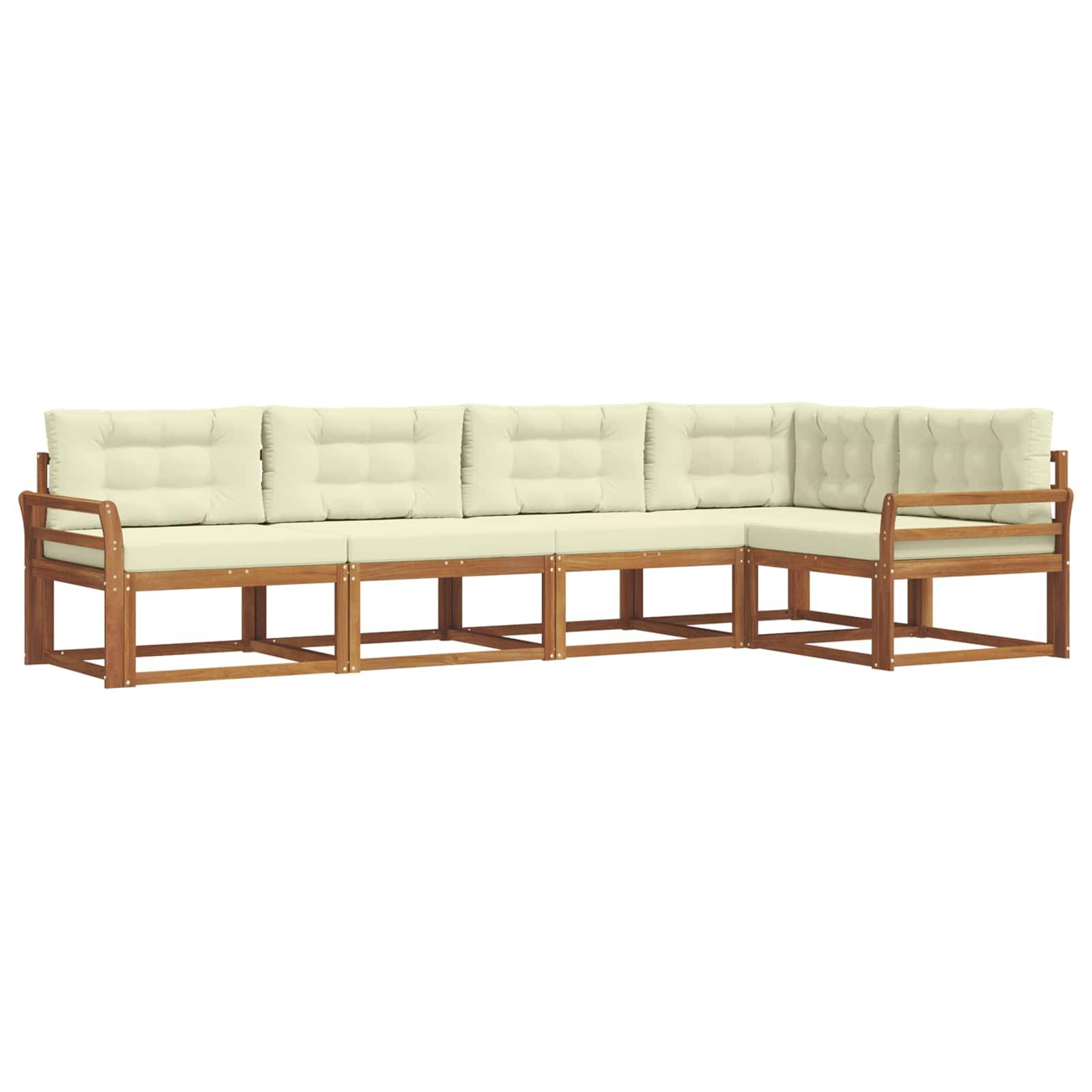 vidaXL Outdoor-Sofagarnitur mit Kissen 5 pcs Natur und Creme