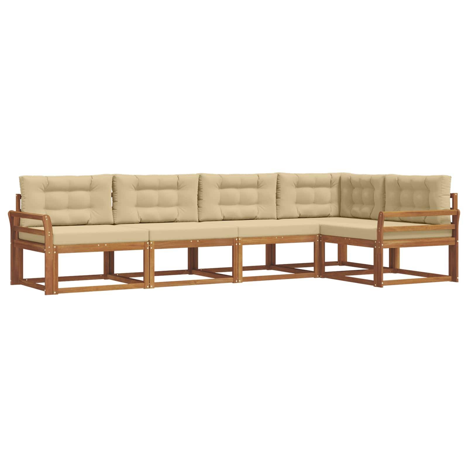 vidaXL Outdoor-Sofagarnitur mit Kissen 5 pcs Natur und Beige