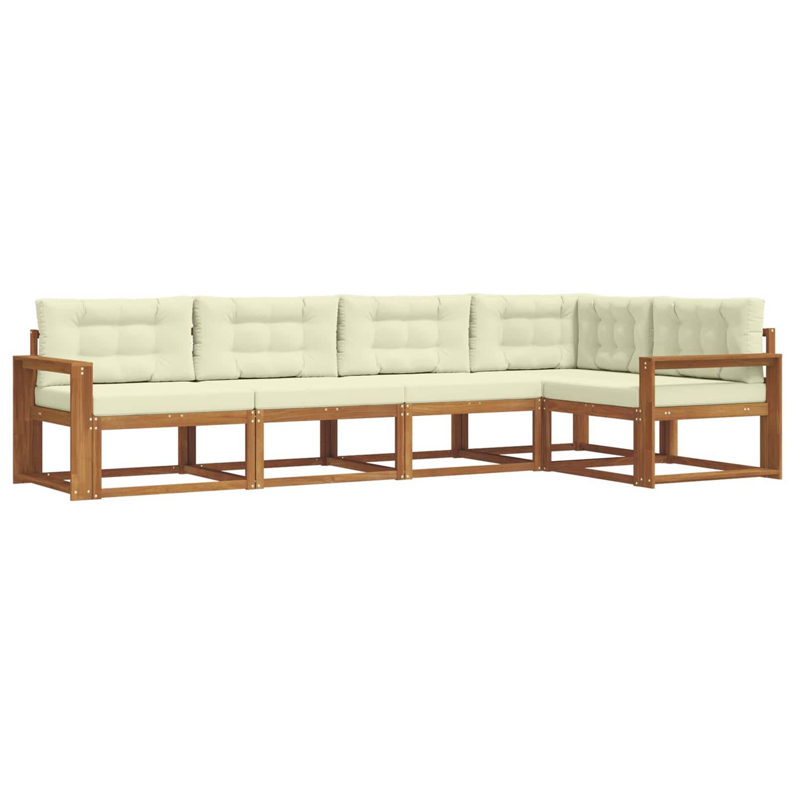 vidaXL Outdoor-Sofagarnitur mit Kissen 5 pcs Natur und Creme