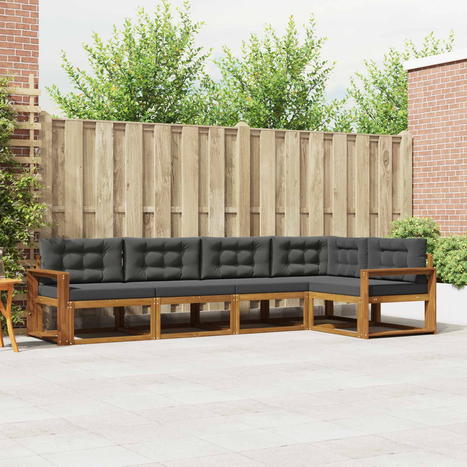 vidaXL Outdoor-Sofagarnitur mit Kissen 5 pcs Natur und Anthrazit
