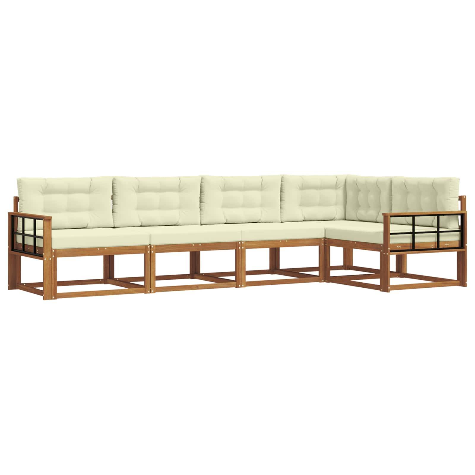 vidaXL Outdoor-Sofagarnitur mit Kissen 5 pcs Natur und Creme