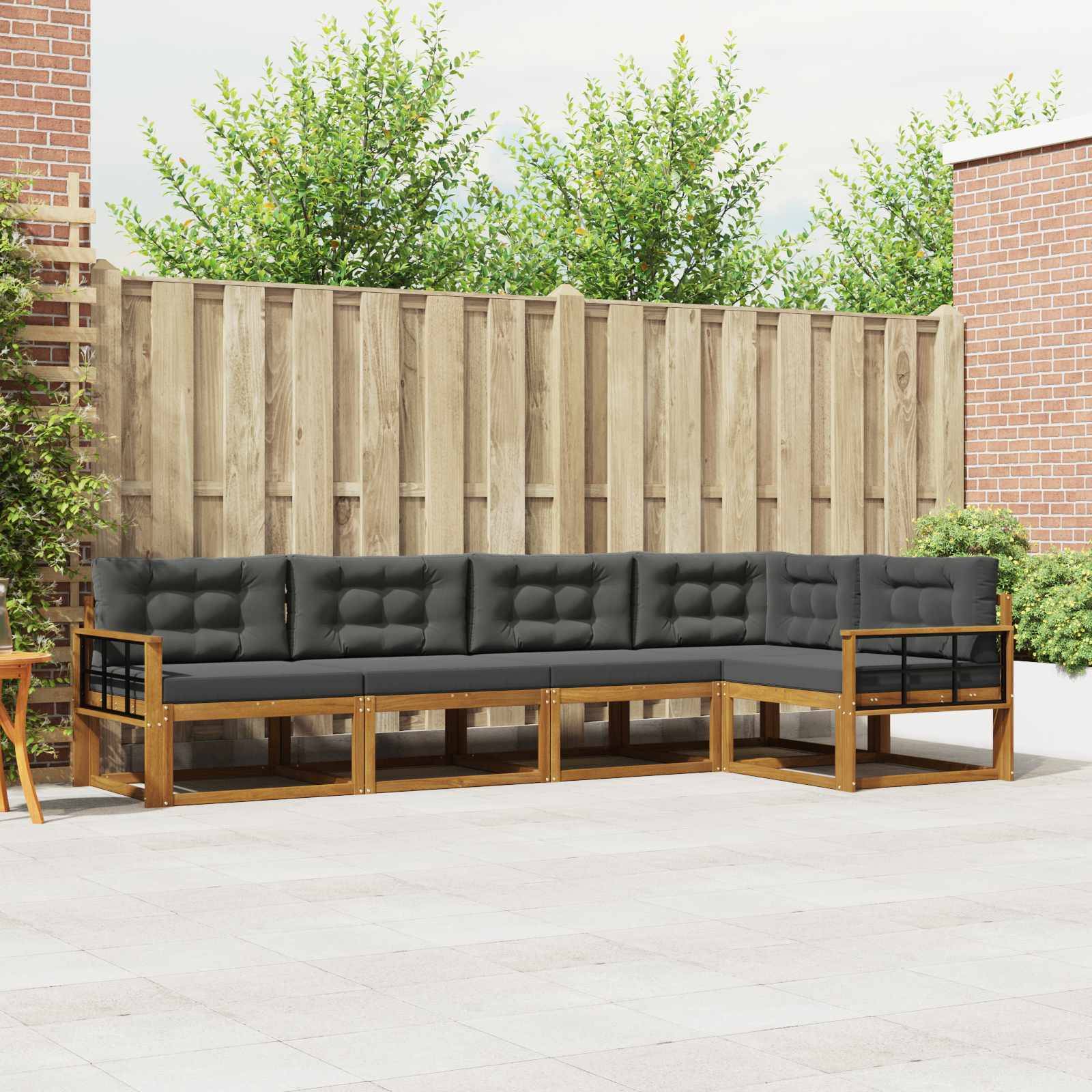 vidaXL Outdoor-Sofagarnitur mit Kissen 5 pcs Natur und Anthrazit