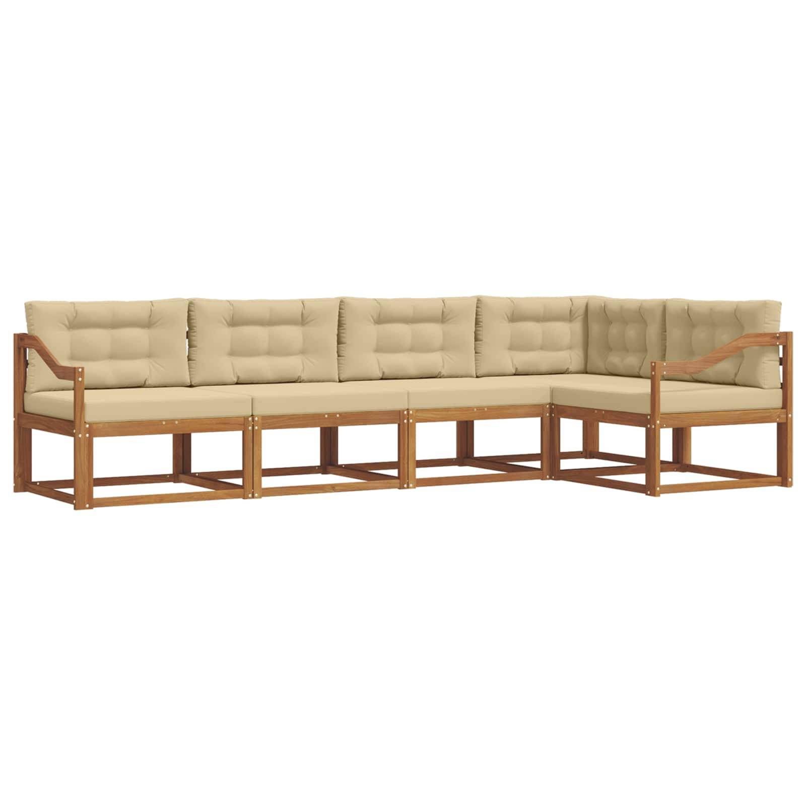 vidaXL Outdoor-Sofagarnitur mit Kissen 5 pcs Natur und Beige