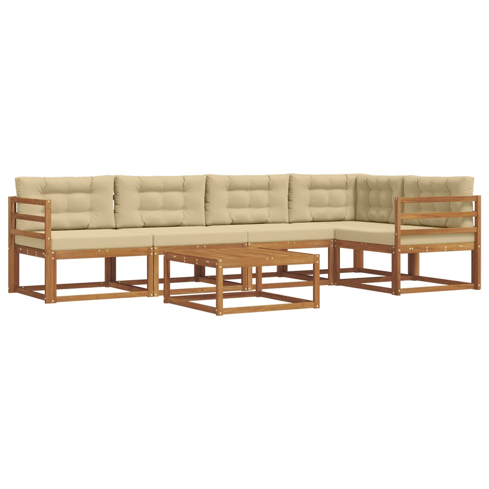 vidaXL Outdoor-Sofagarnitur mit Kissen 6 pcs Natur und Beige