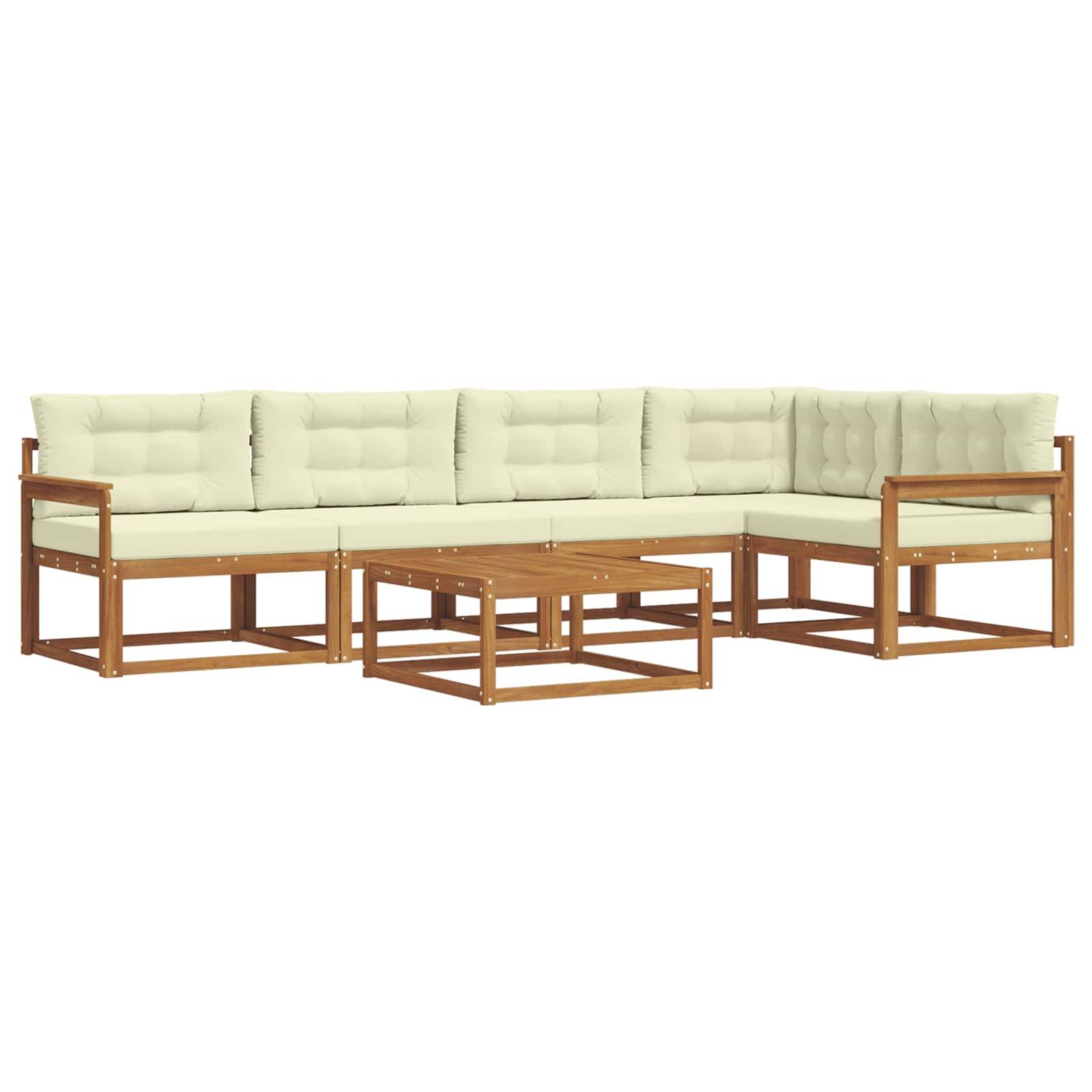 vidaXL Outdoor-Sofagarnitur mit Kissen 6 pcs Natur und Creme
