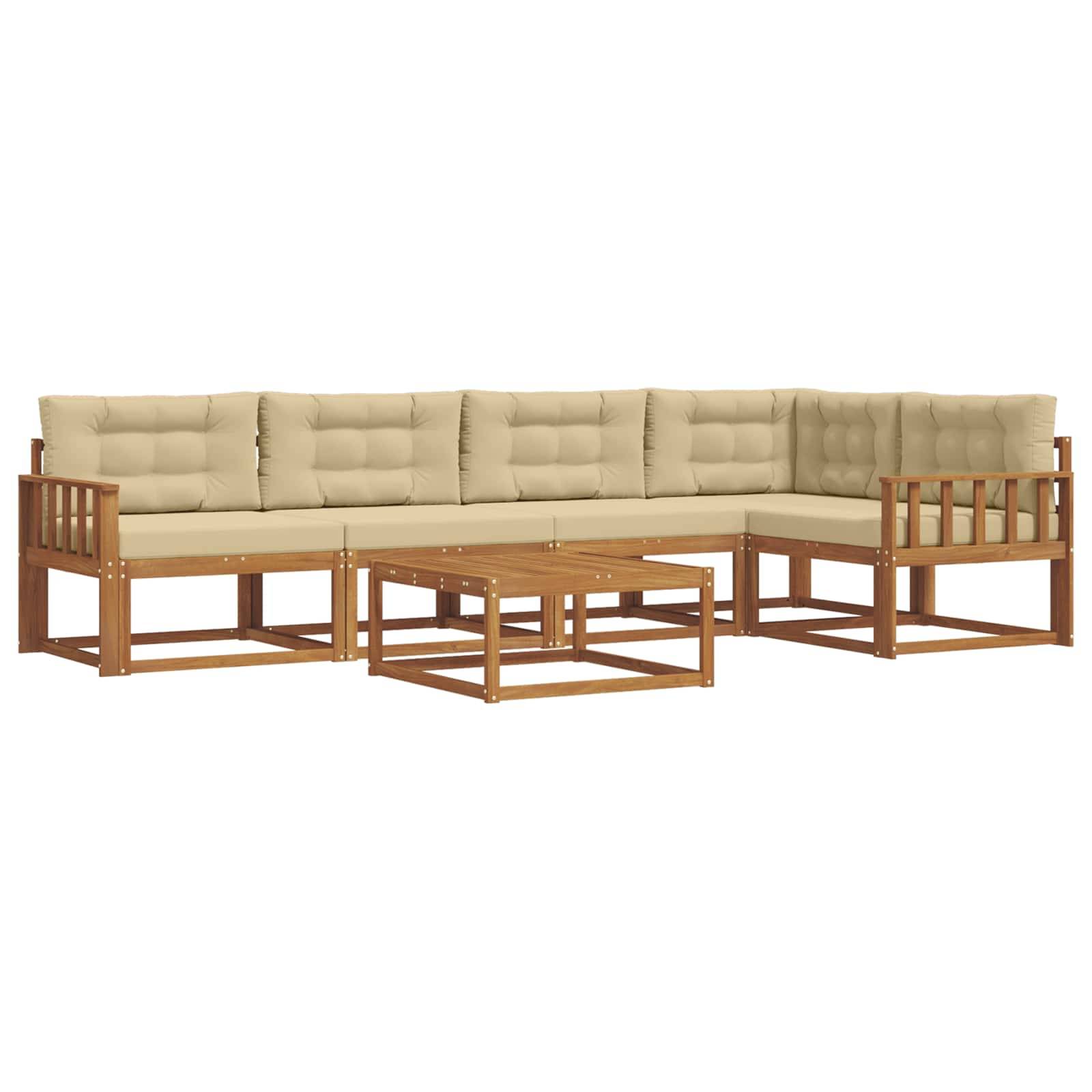 vidaXL Outdoor-Sofagarnitur mit Kissen 6 pcs Natur und Beige