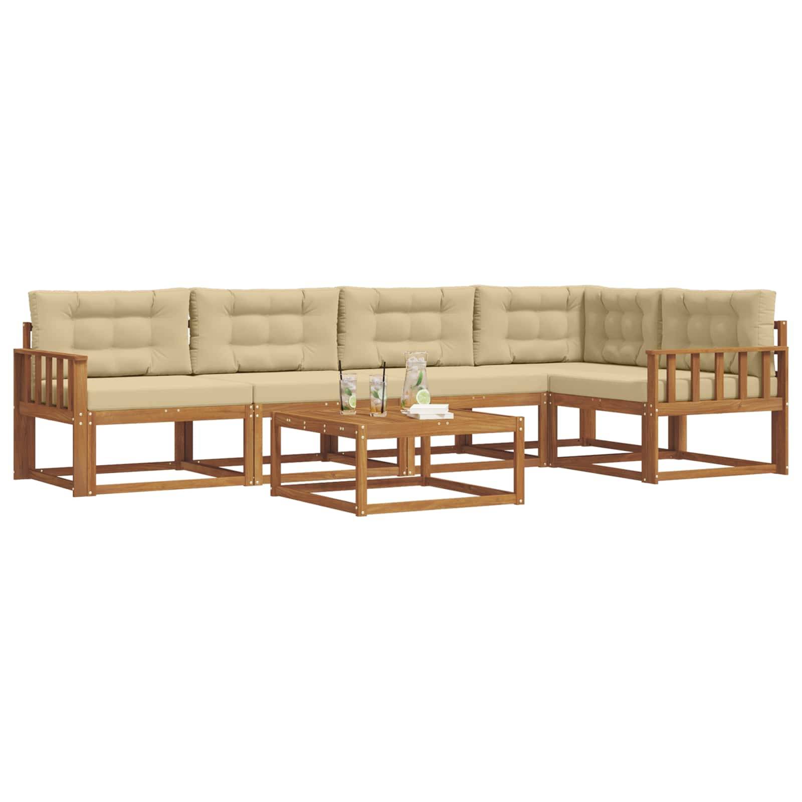 vidaXL Outdoor-Sofagarnitur mit Kissen 6 pcs Natur und Beige